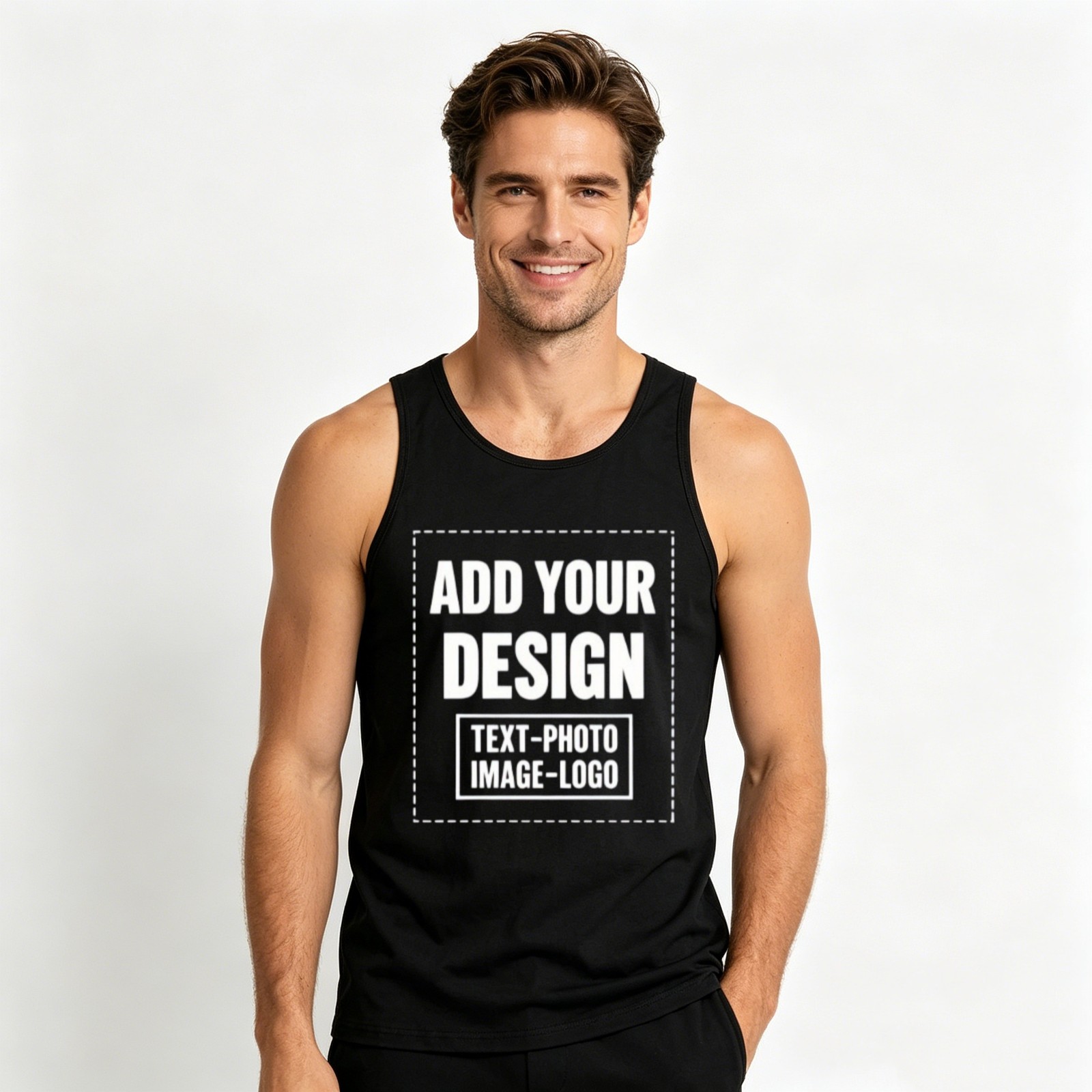 Men’s Tank Top for Father’s Day, Custom Child Name & Photo Print Cotton