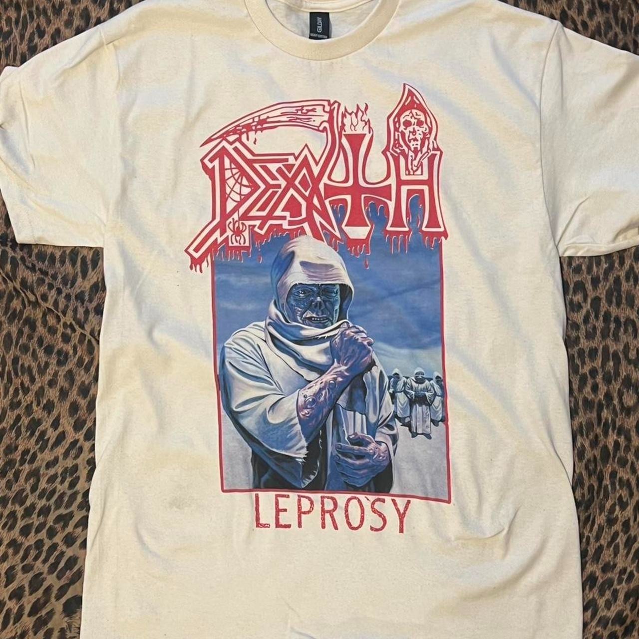 Death Leprosy album cover white band tee shirt VK10036
