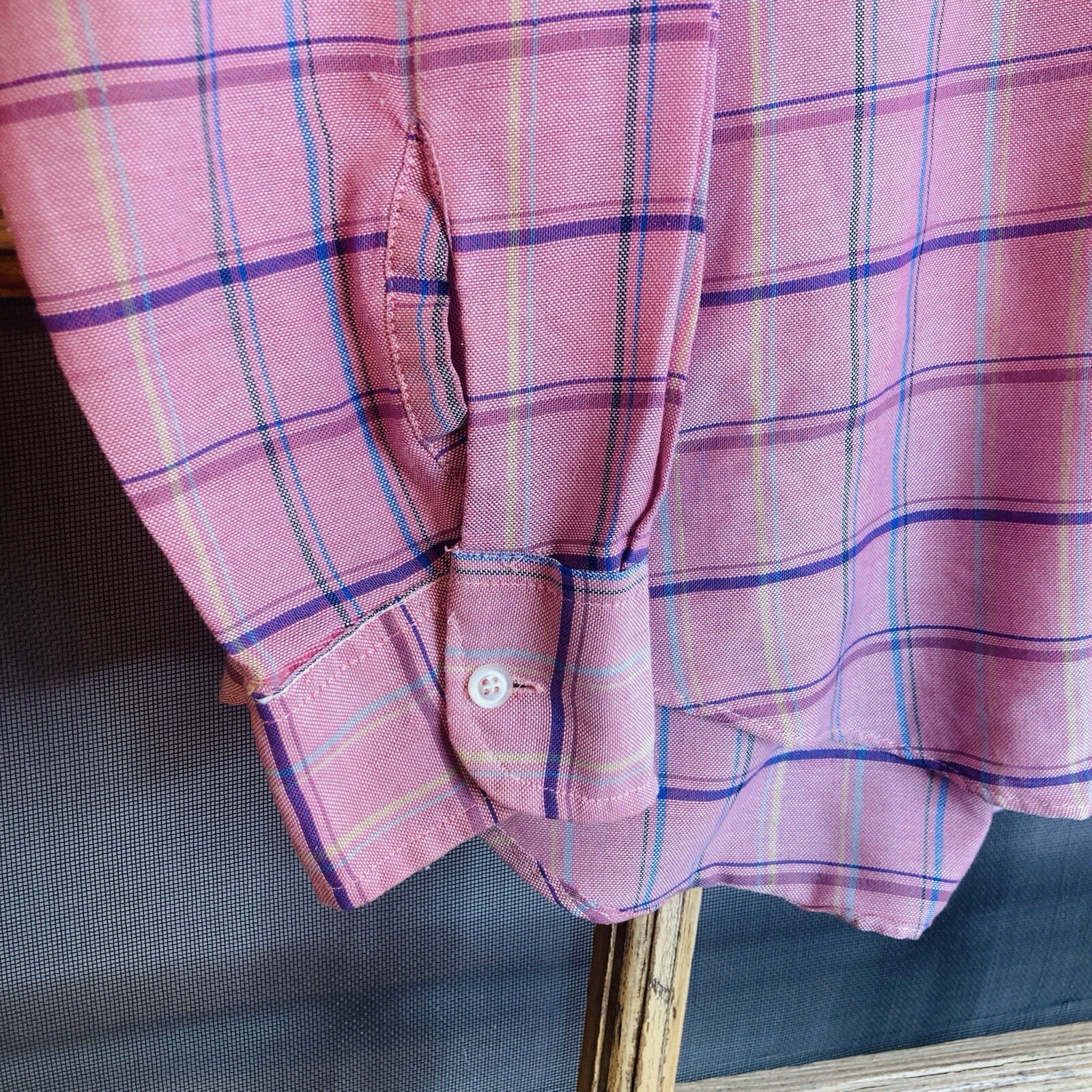 Honors Men’s Purple Pink Plaid Shirt Size L, 23×30, Made in USA