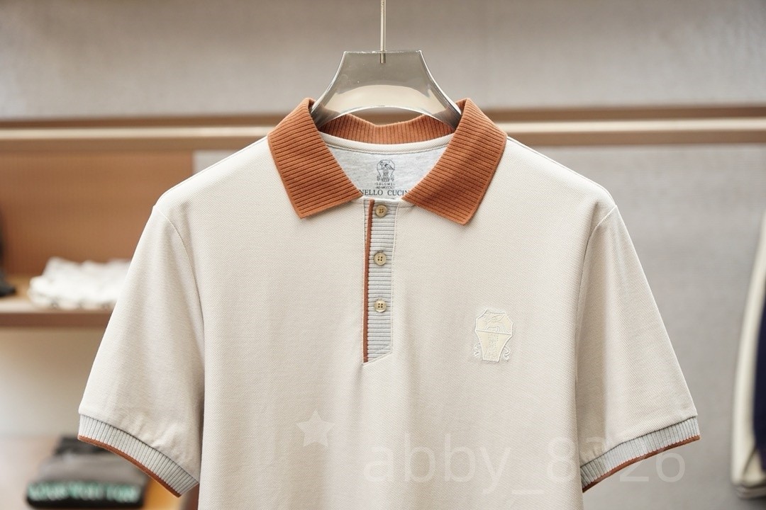 Brunello Cucinelli Classic Men’s Regular Cotton Casual Short-Sleeve Polo Shirt