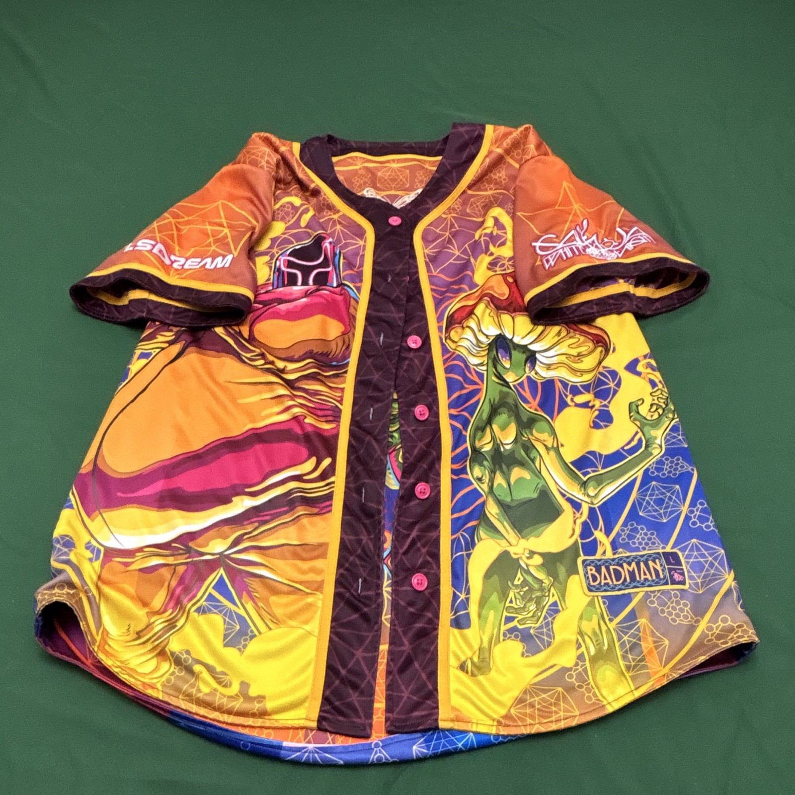Ganja White Night/LSDream Badmon Reversible Baseball Rave Jersey Large