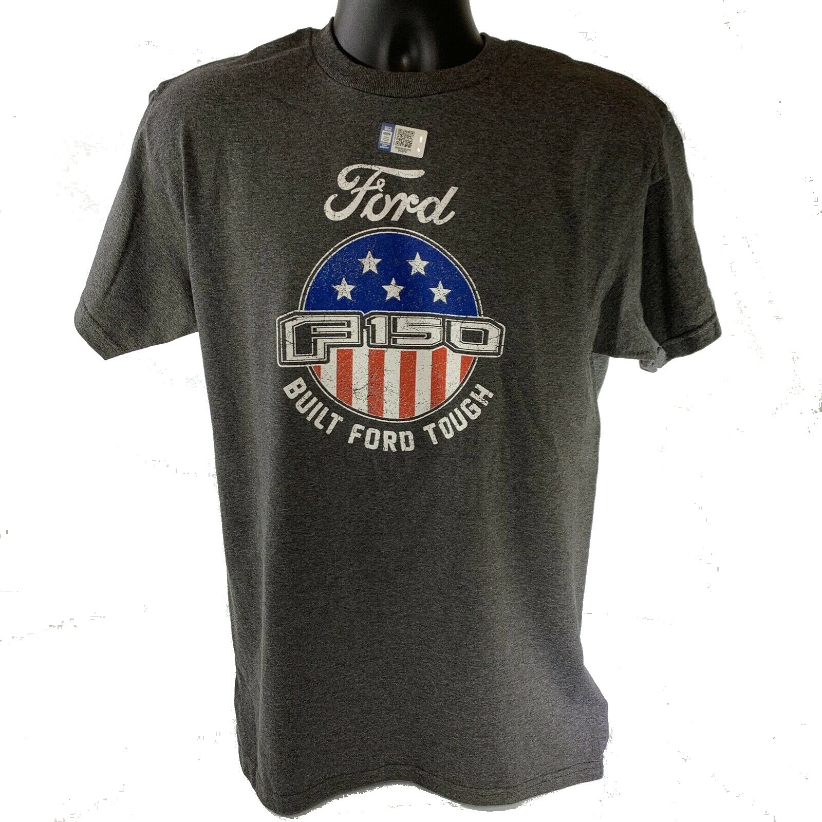 Ford F-150 T-Shirt – Gray w/ Emblem & Built Ford Tough American Flag (Licensed)