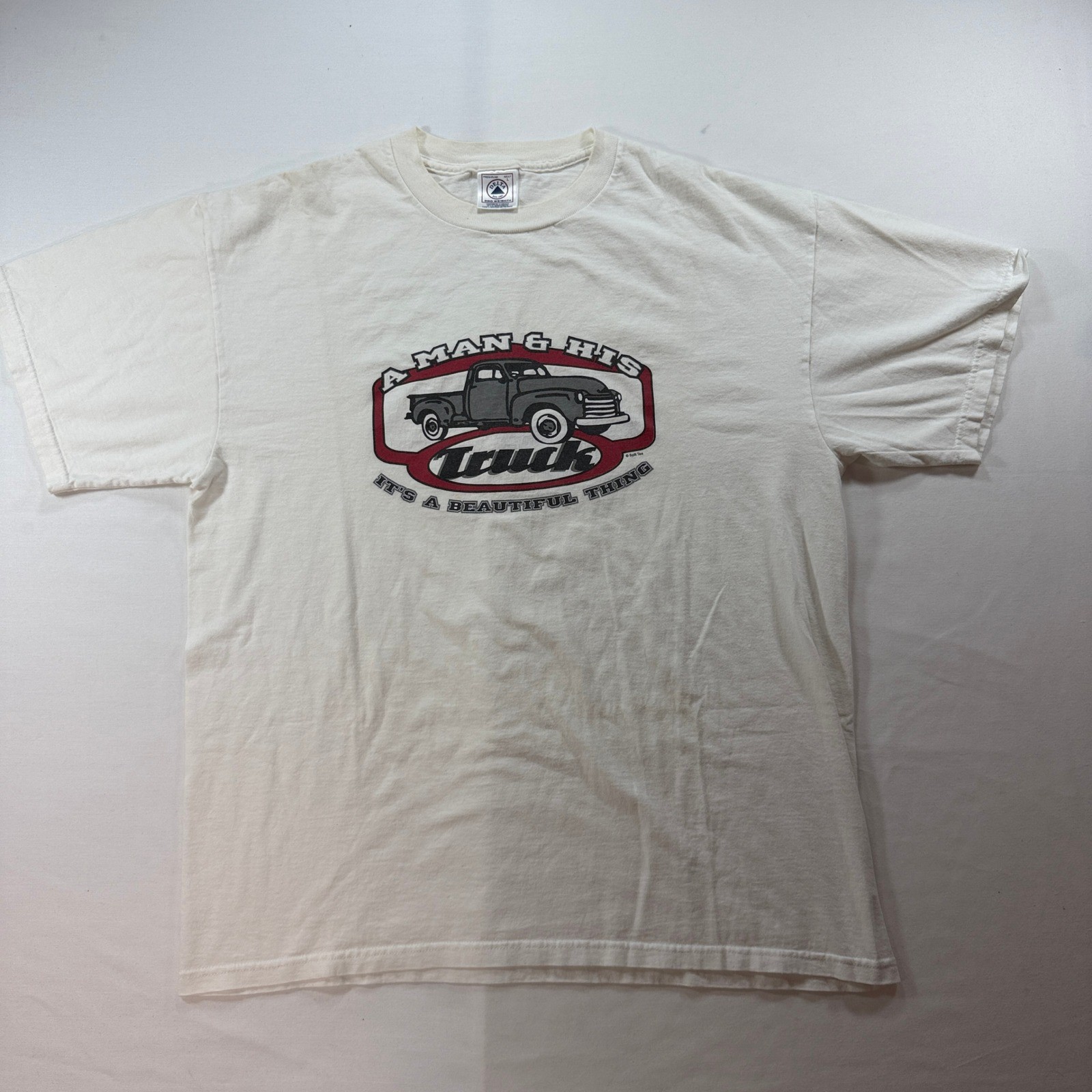 Delta Pro Weight A Man & His Truck Graphic Tee White Vintage Pickup Shirt Large