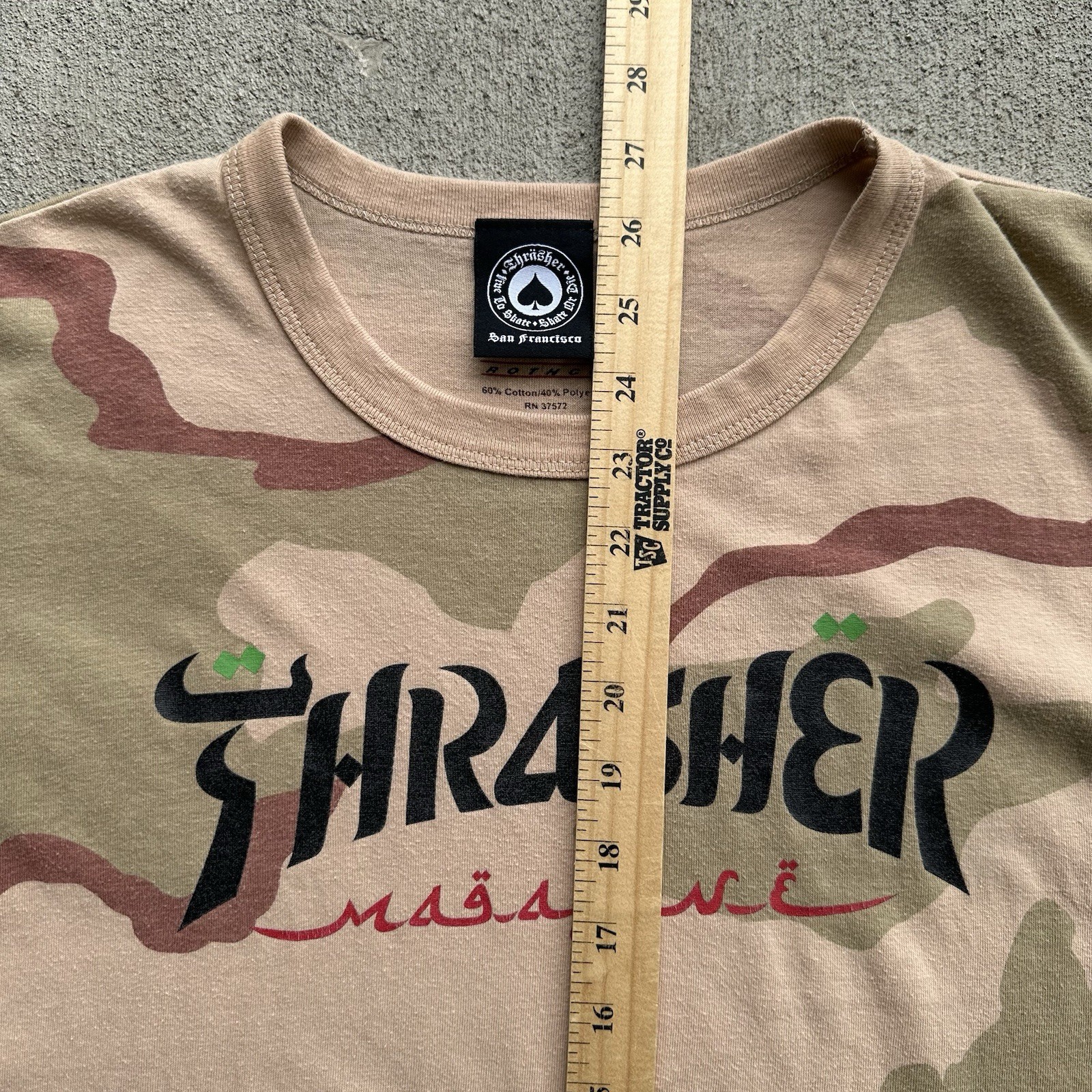 Thrasher Magazine Rothco Men’s Size Large Camo Tee T-Shirt Desert