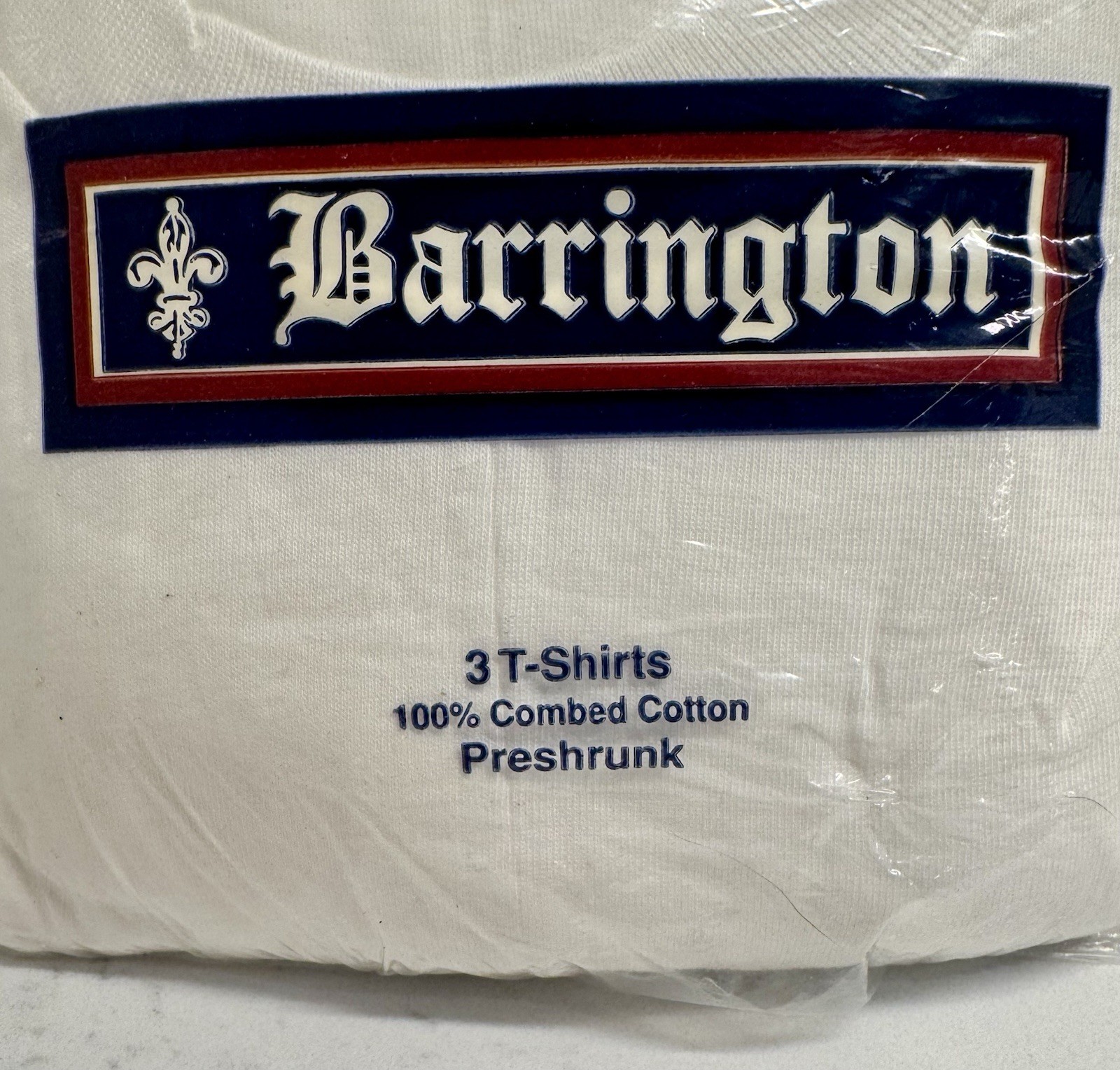 NOS Men’s T-shirts Large V-Neck Vintage Barrington White 3-Pack 100% Cotton – XL