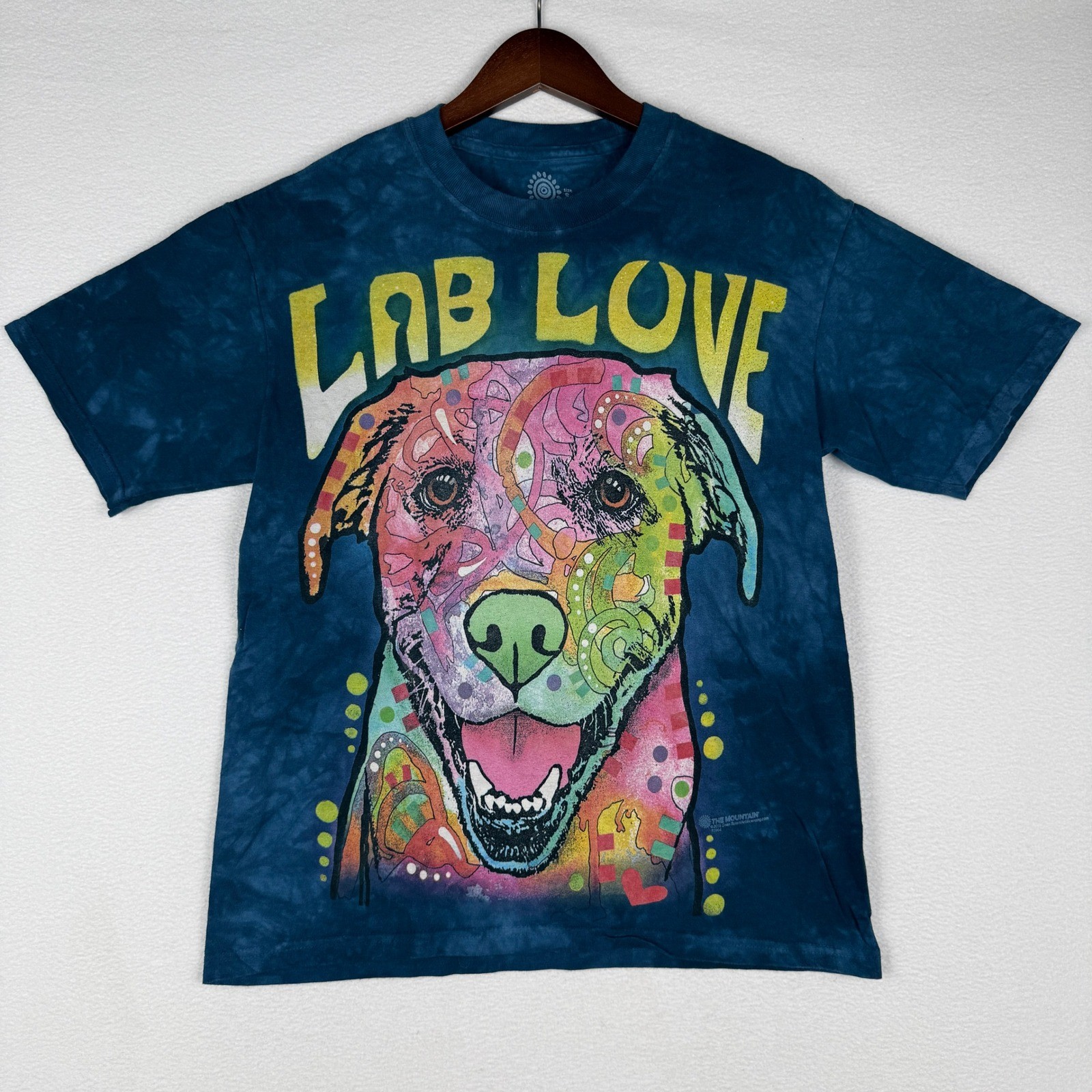 The Mountain Dean Russo Lab Love Dog Graphic Tie Dye T-Shirt Blue Mens Small