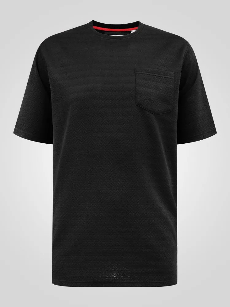 D555 Big Mens Black Jacquard T-Shirt Stretch Pocket 2XL 3XL 4XL 5XL 6XL (601920)