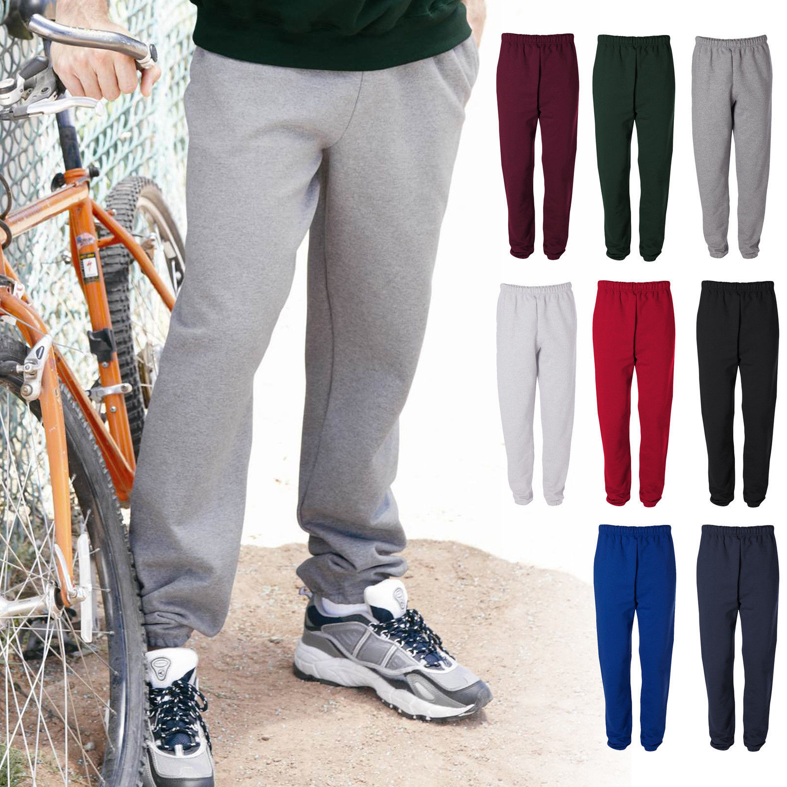 JERZEES Mens Size S-2XL 3XL 4850MP Heavy Nu Blend Pocket 4850p 50/50 Sweatpants