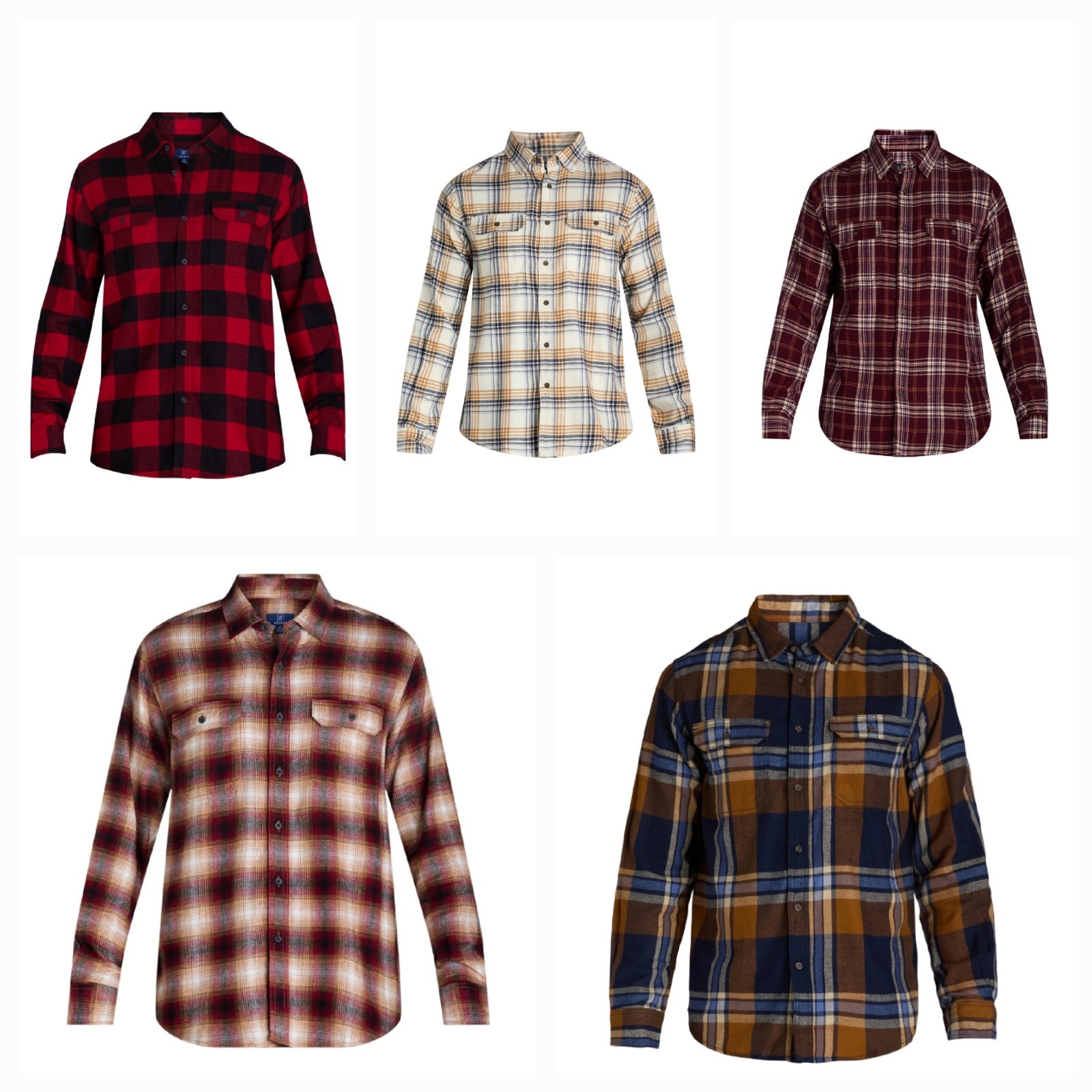 George Men’s Pick Color Relaxed Fit Button-up Long Sleeve Flannel Shirts: S-3XLT