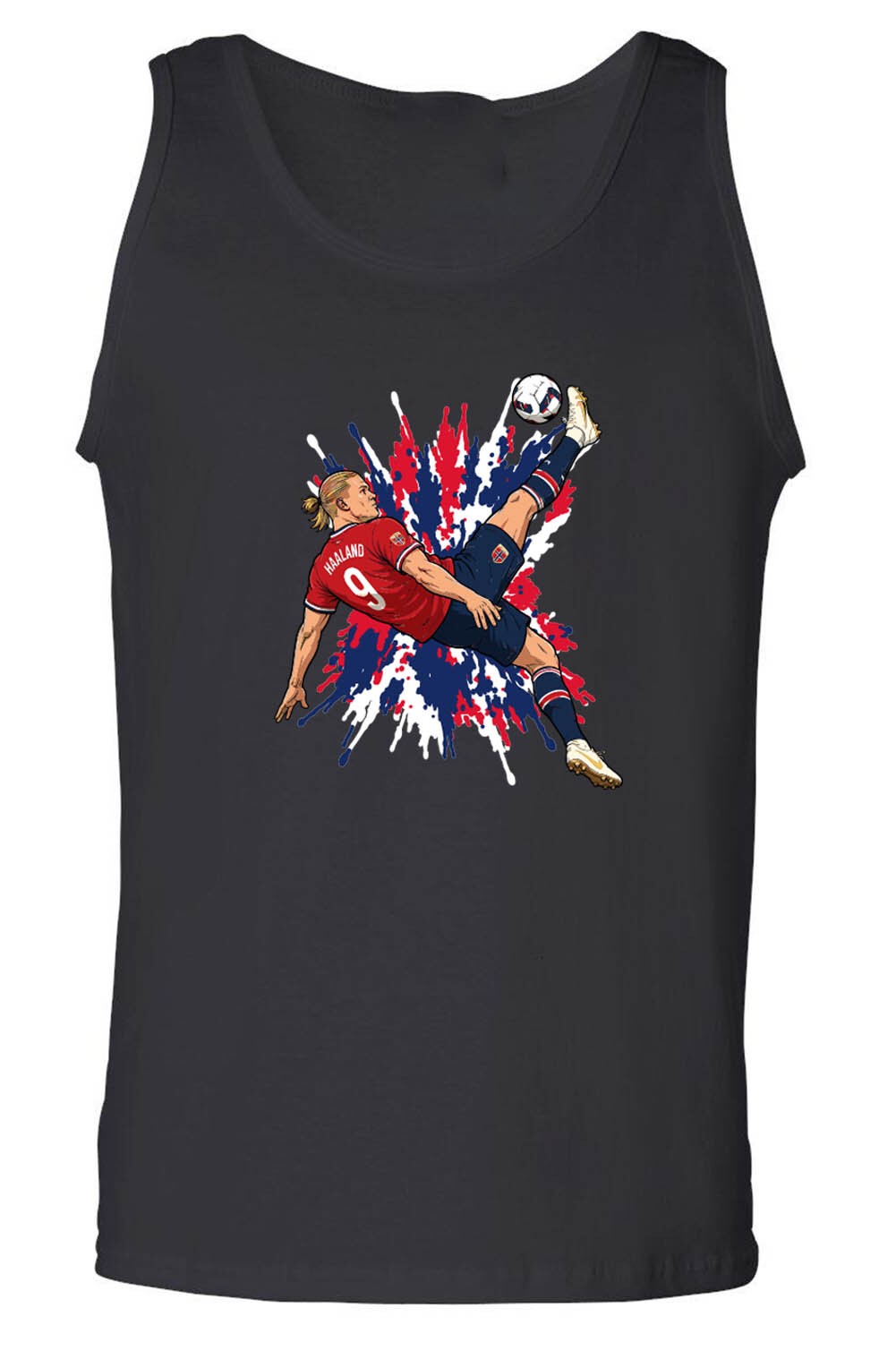 Erling Haaland Spray Paint Norway Tank Top Shirt T-Shirt Adult Small