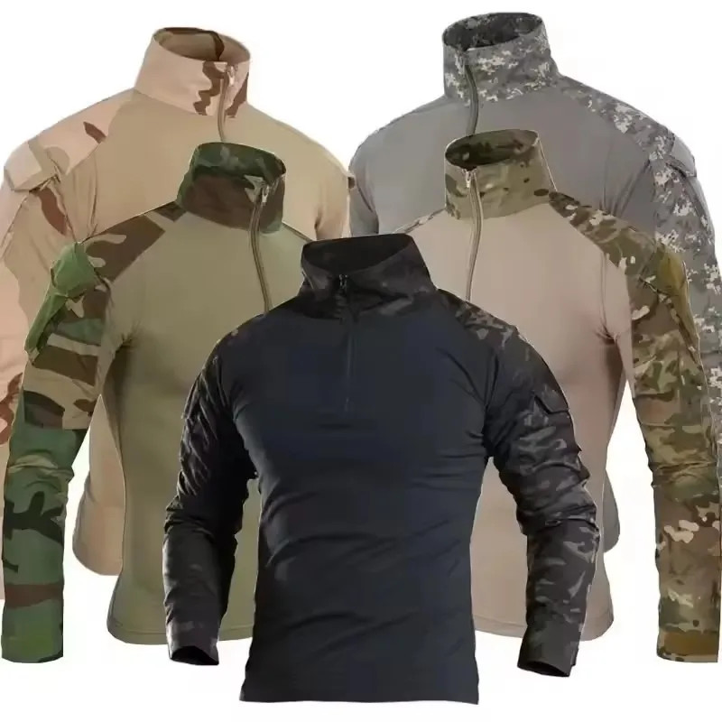Tactical Combat Shirt Men Army Military Camo Long Sleeve Airsoft Hunting