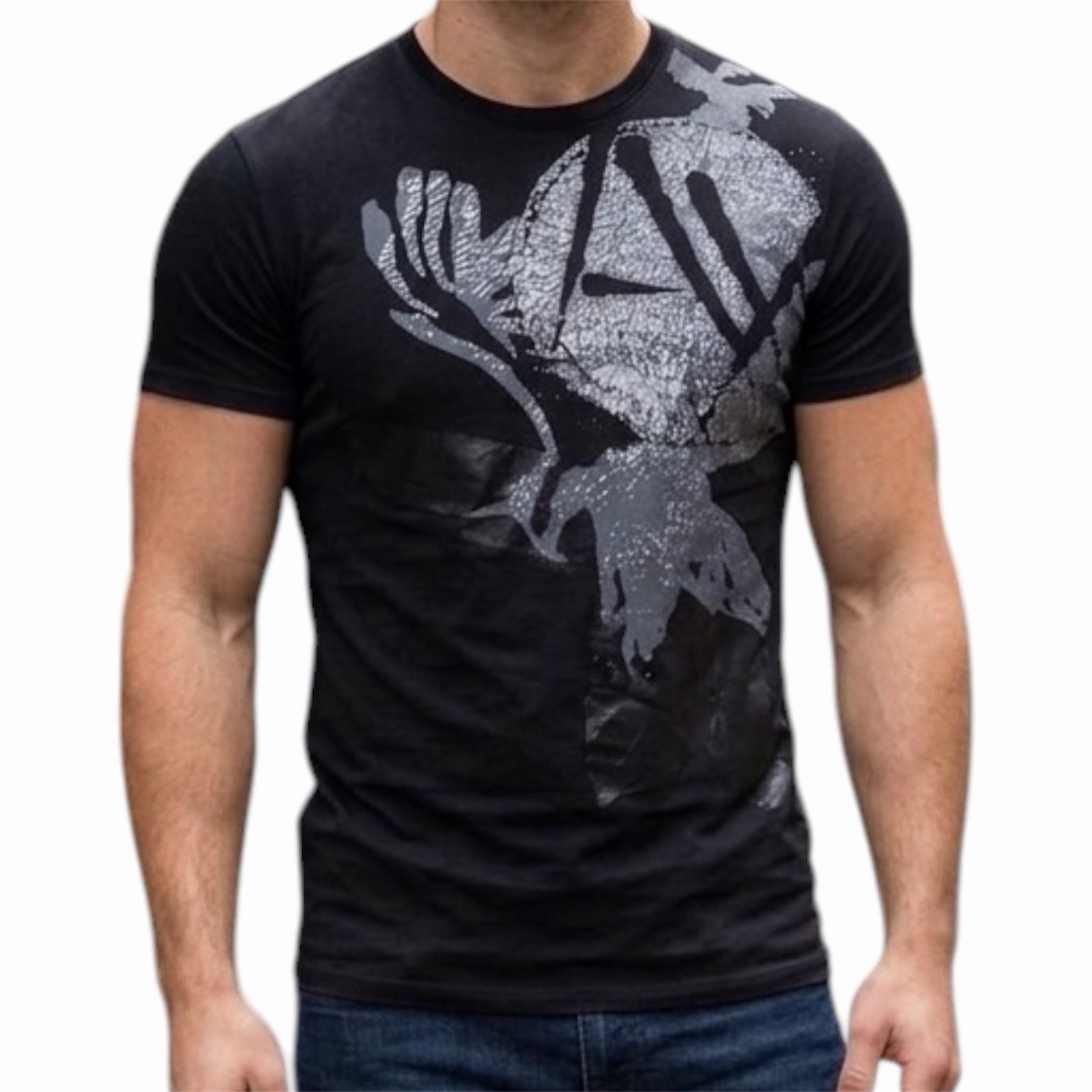 ARMANI EXCHANGE Black EAGLE Short Sleeve Slim Fit Designer Mens T-shirt NWT