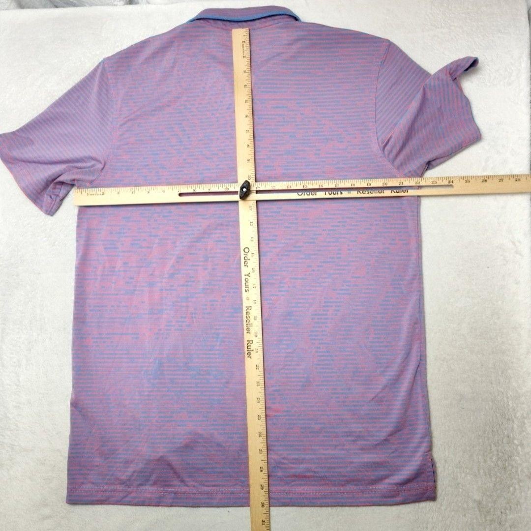 Vineyard Vines Polo Shirt Mens M Pink Striped Golf Performance Polyester Spandex
