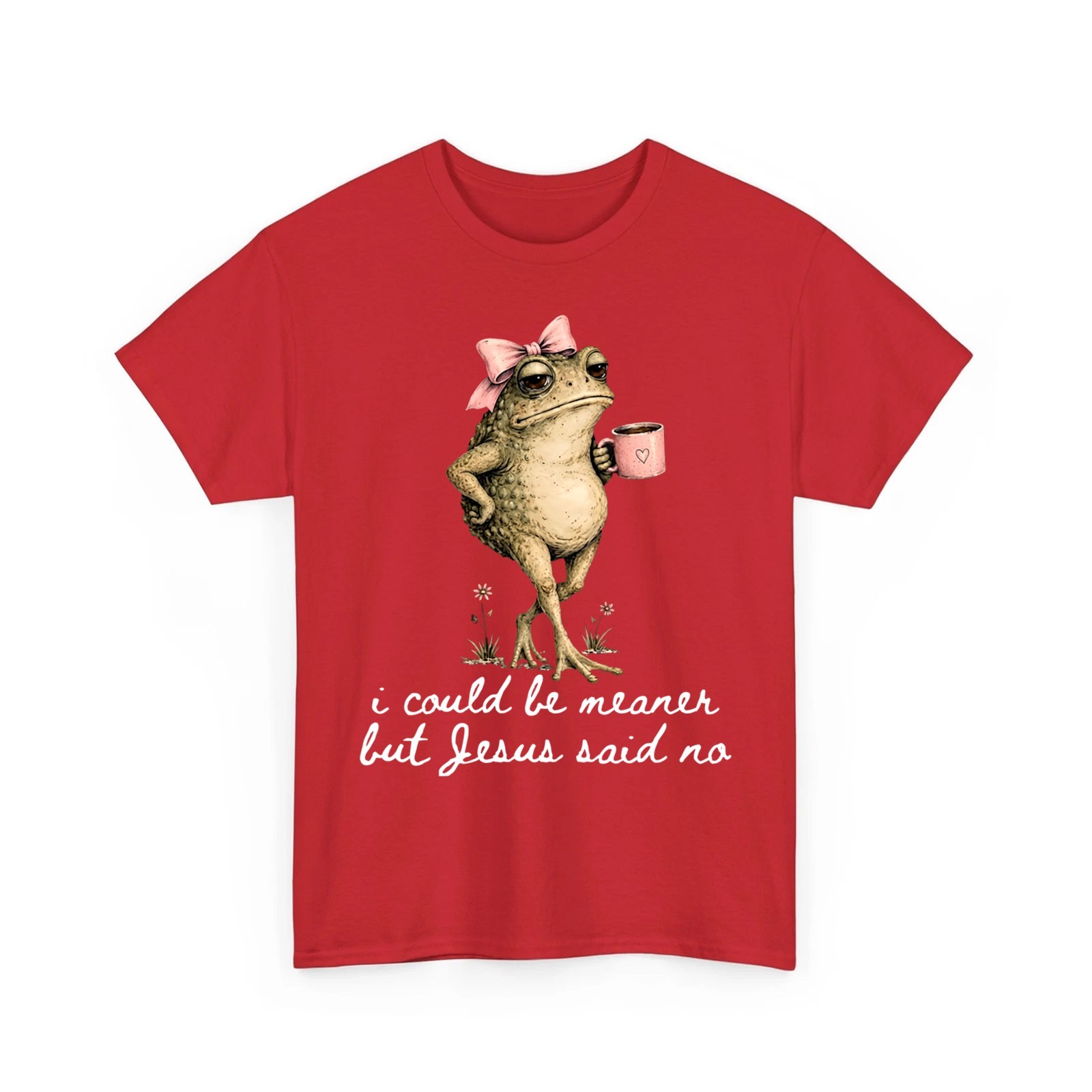 I Could Be Meaner But Jesus Said No Funny Christian Coffee Frog Art Meme T-Shirt