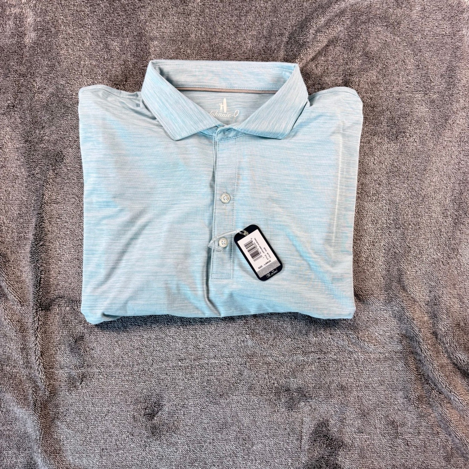 Johnnie-O Featherweight Polo Shirt Mens Large Blue Heathered Performance NWT