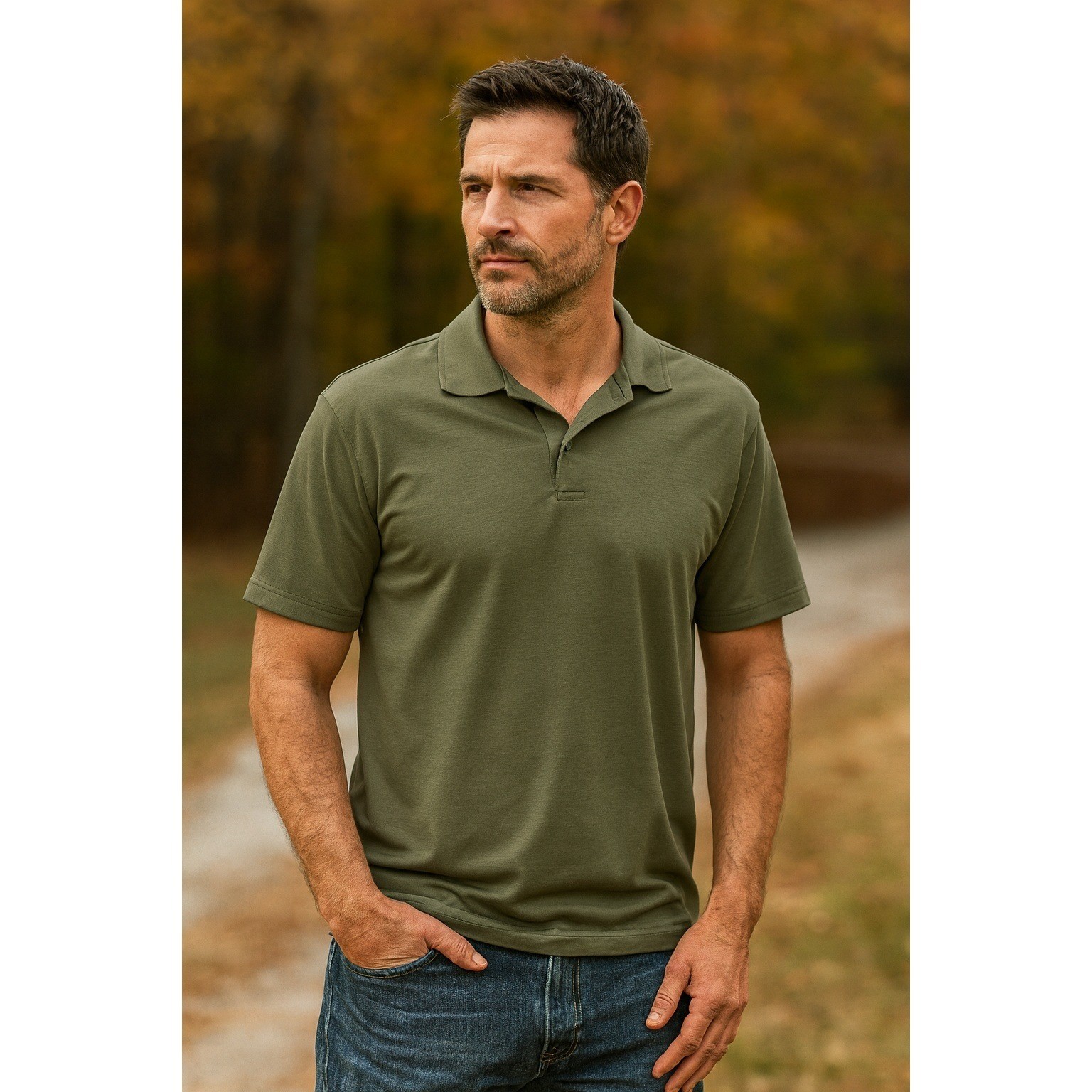 Joseph Abboud Mens Modern Fit Short Sleeve Polo Shirt Olive Green Size S Pima