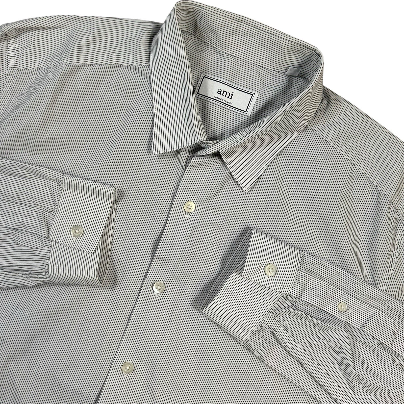 AMI Alexandre Mattiussi Button-Up Stripe Shirt Long Sleeve Men’s 42 22×28.5