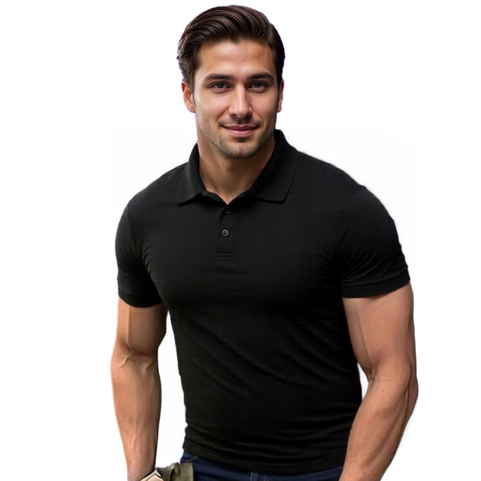 COUVER Men’s Short Sleeve Cotton Slim Polo Shirt, 1 Piece