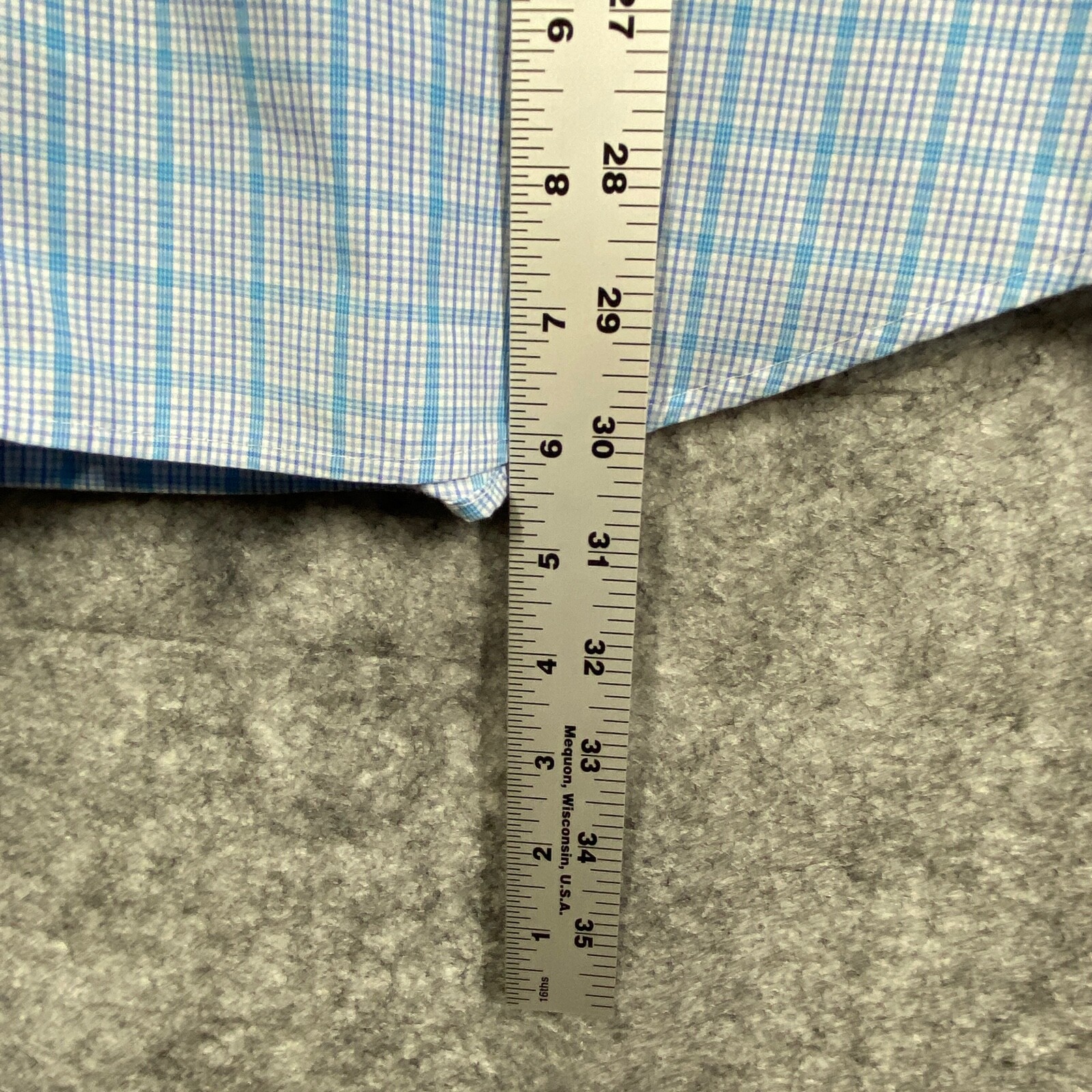 Banana Republic Shirt Mens Large 16-16.5/34-35 Blue Plaid Slim Non-Iron Button