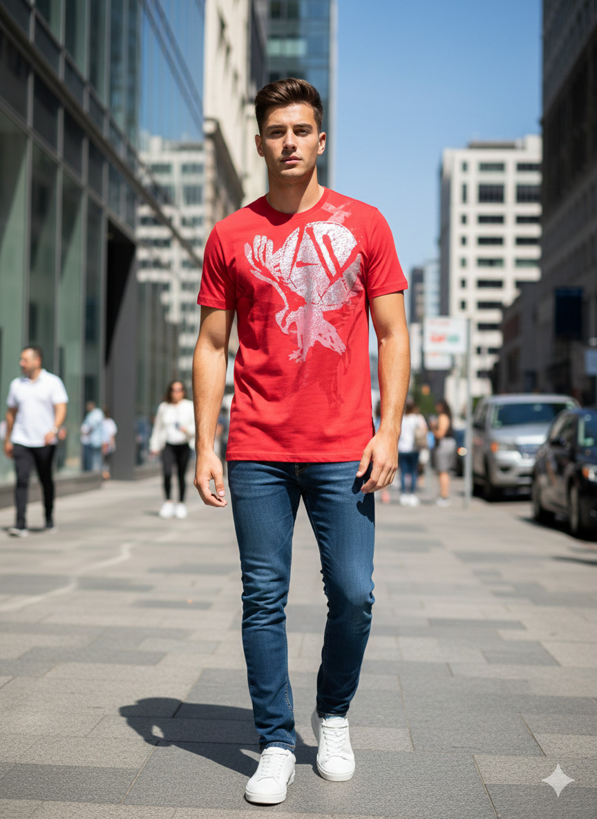 ARMANI EXCHANGE Red EAGLE Short Sleeve Slim Fit Designer Mens T-shirt XL NWT