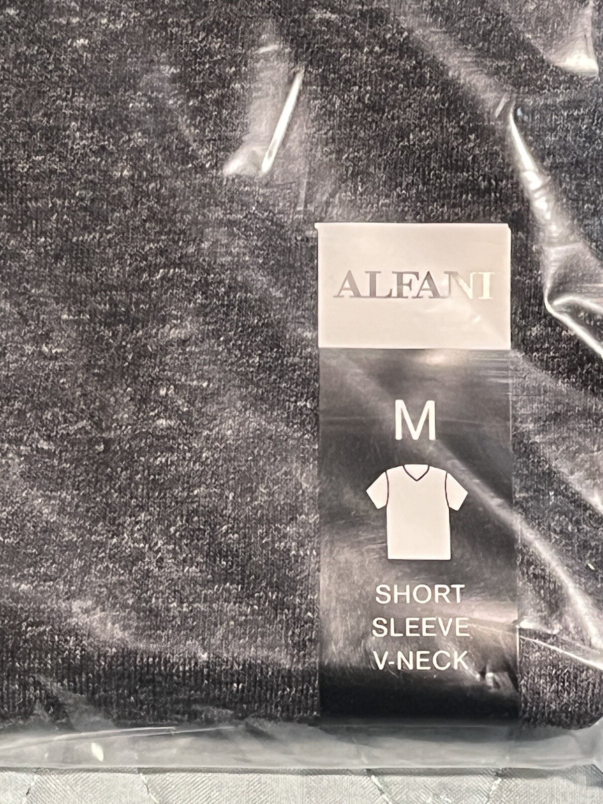 Alfani T Shirt Mens Medium Heather Gray V Neck Tee Short Sleeve Poly Cotton NWT
