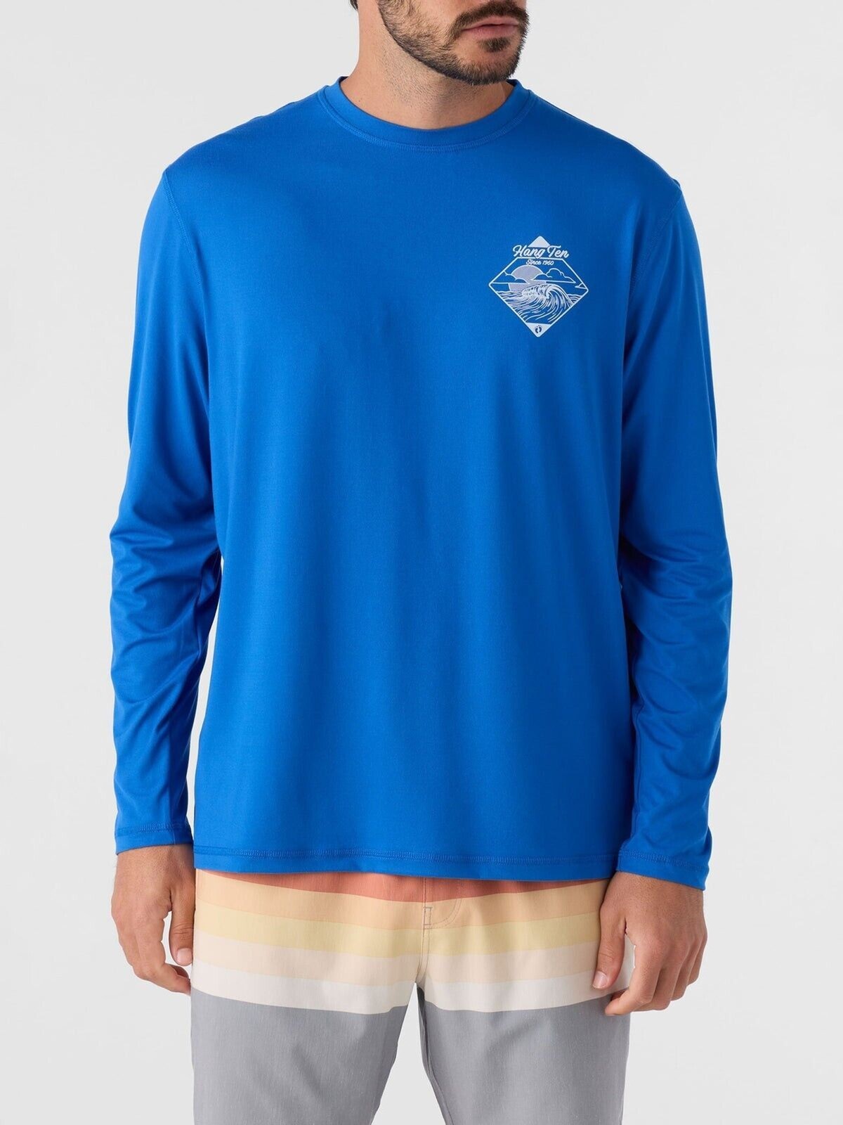 Hang Ten Men’s Tidal Long Sleeve Sun Tee UPF Soft Feel Stretch Blue Size M