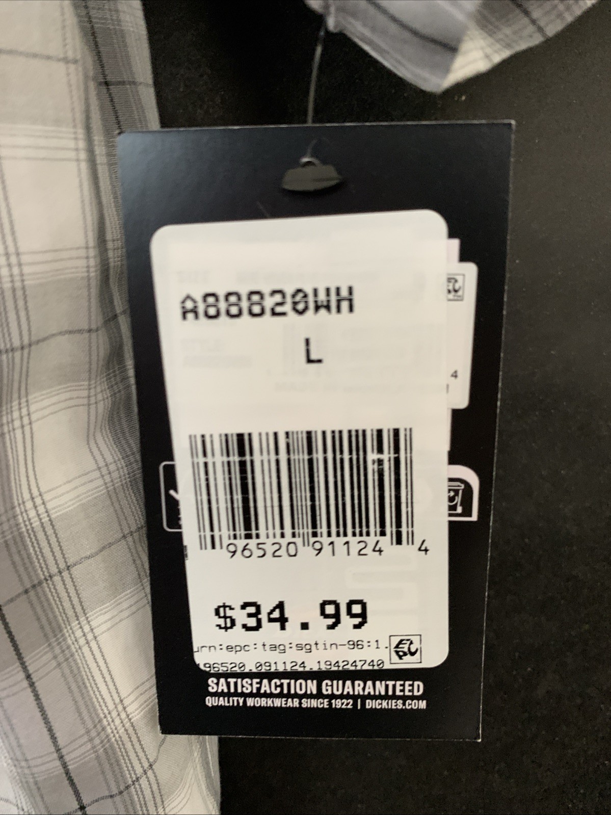 PICK SIZE – Dickies P420013 Mens WHITE/ LIGHT GRAY Woven Plaid Poplin T-Shirt