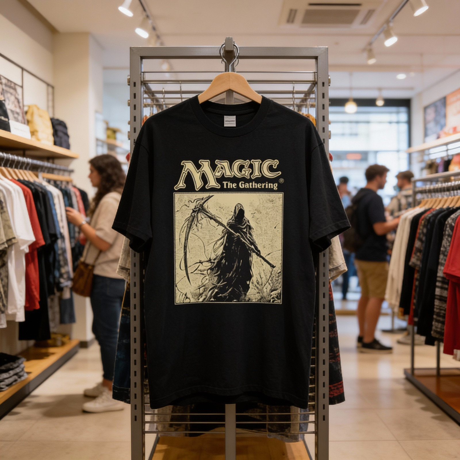 Retro Magic The Gathering Grim Reaper T-Shirt Fantasy Game Graphic Tee S-5XL