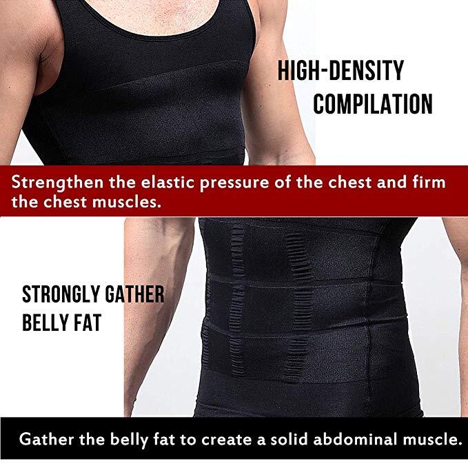 Mens Compression Shirts Slimming Body Shaper Vest Tight Tank Top Tummy Control