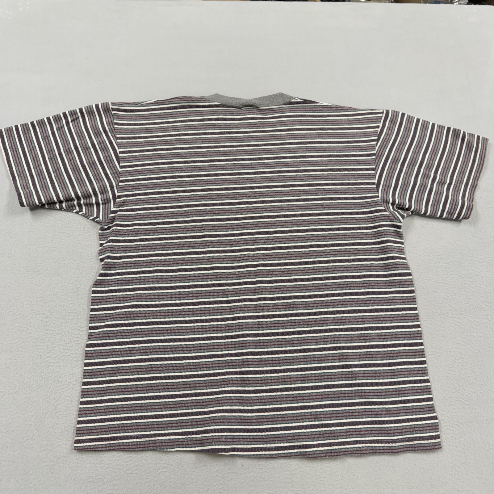 Home Grown Shirt Mens Large Gray Stripe Made USA Short Sleeve Cotton Tee