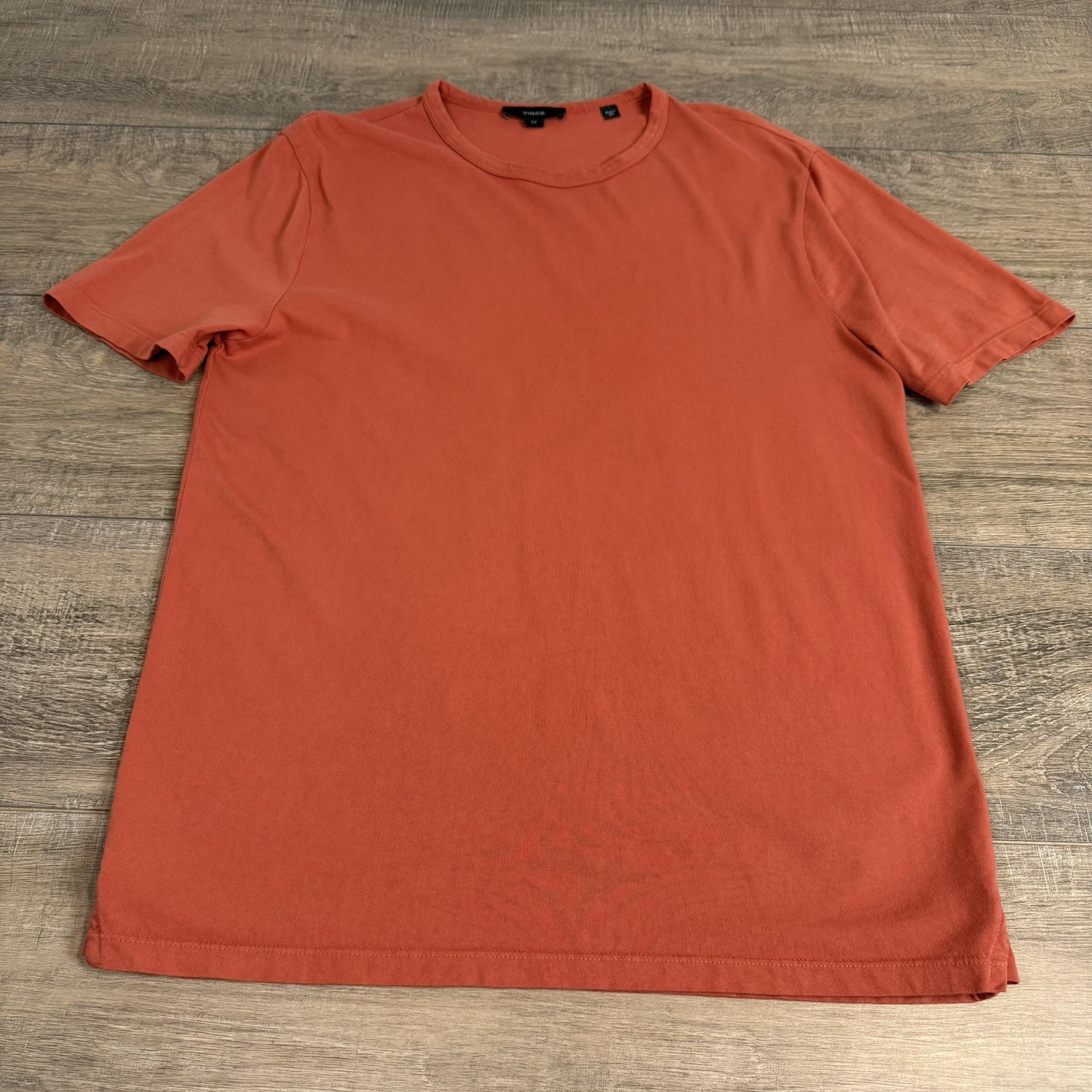 Vince Mens T-Shirt Size Small Athletic Orange Cotton Made In USA Excellent B7