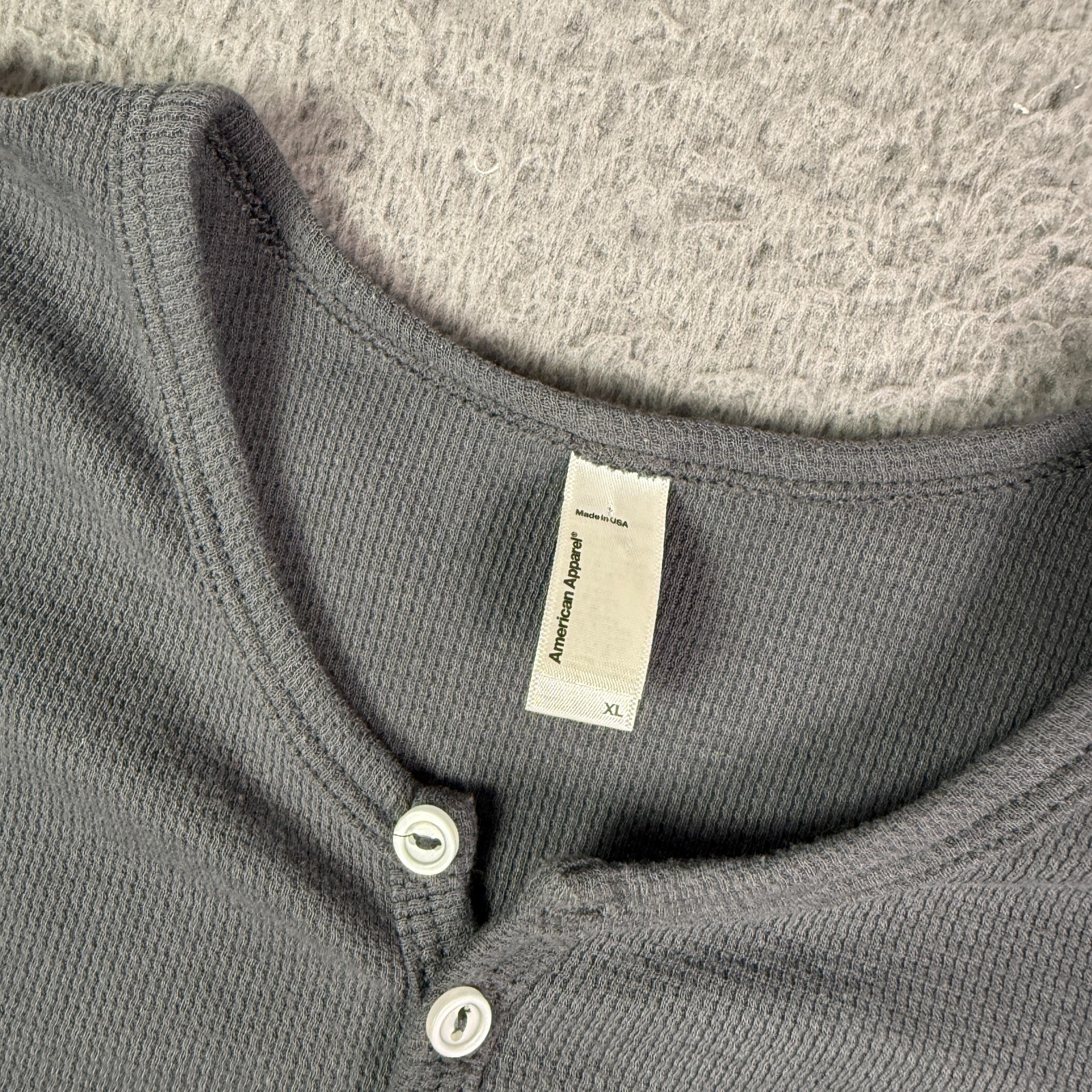 American Apparel Henley Kill Shirt Mens XL Gray Dexter Morgan Long Sleeve