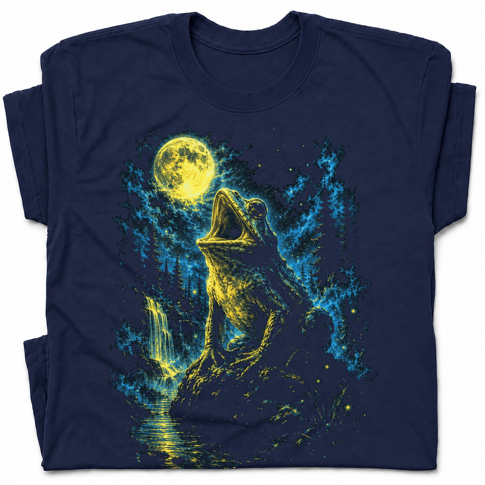 Howling Frog Yelling Big Moon Night 90s T-Shirt Wildlife Swamp Tee