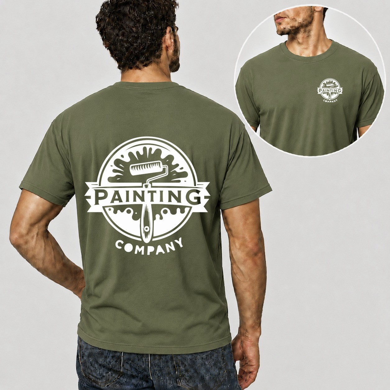 Mens Personalised Work T Shirt Custom Trade Company Logo Painter Decorator Gift