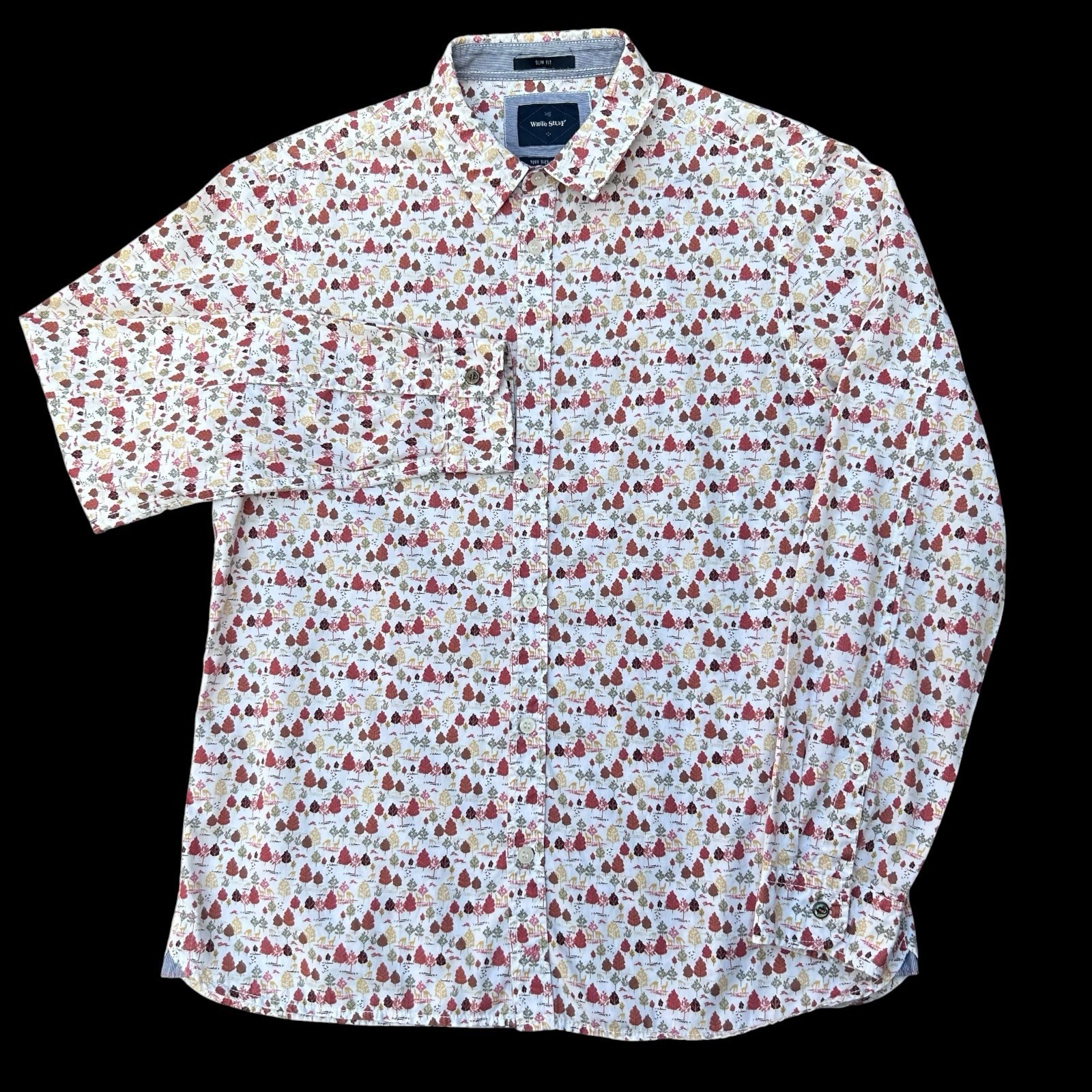 White Stuff Shirt autumn Forest/deer Print Multi Coloured Mens Medium Slim Fit