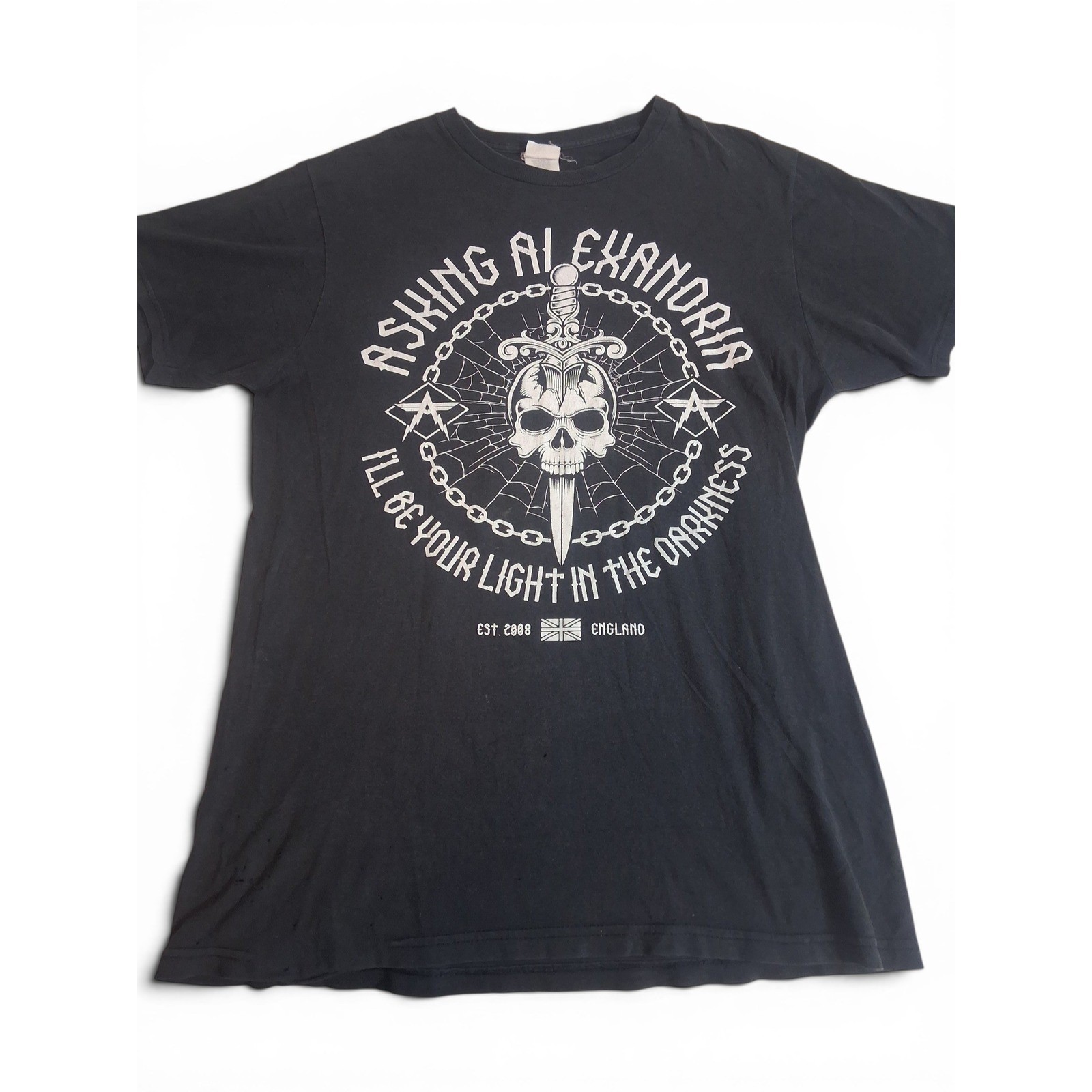 Asking Alexandria Band T-Shirt Mens Large Black Skull Dagger Graphic Metalcore