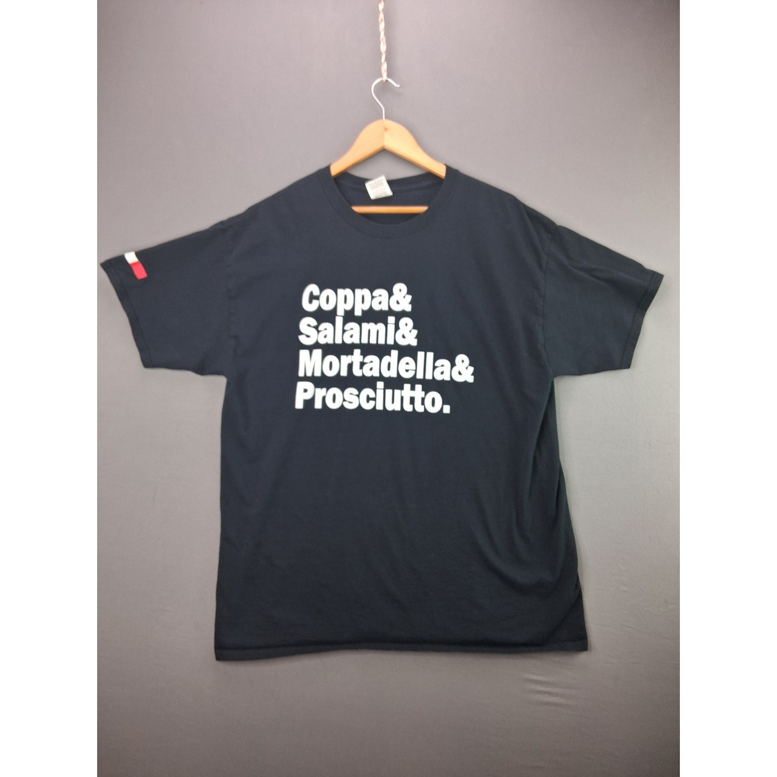 Fruit of the Loom T-Shirt XL Black Italian Meat Graphic Lettieri & Co Foodie Tee