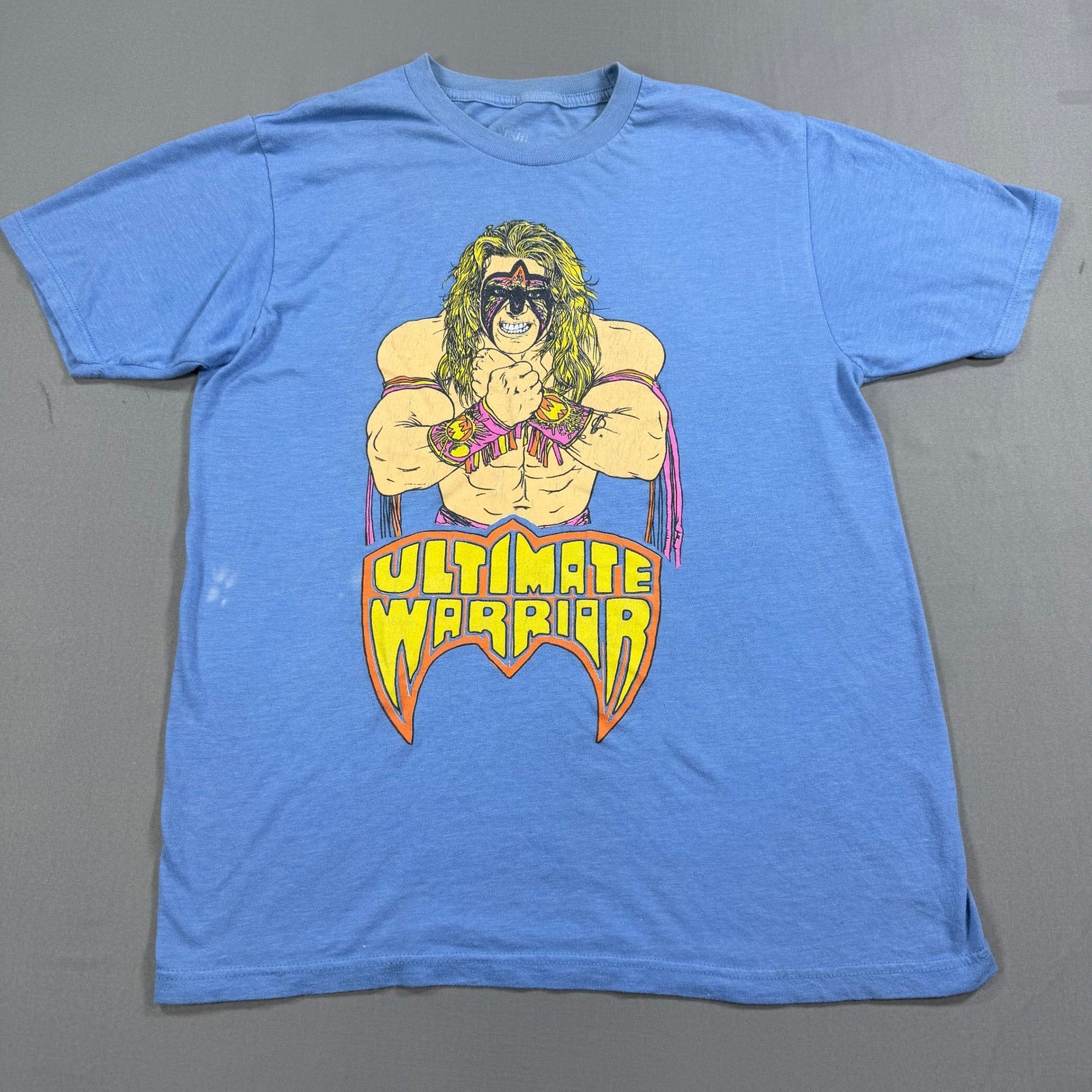 Ripple Junction Ultimate Warrior T-Shirt Mens Small Blue Good WWE Wrestling Tee