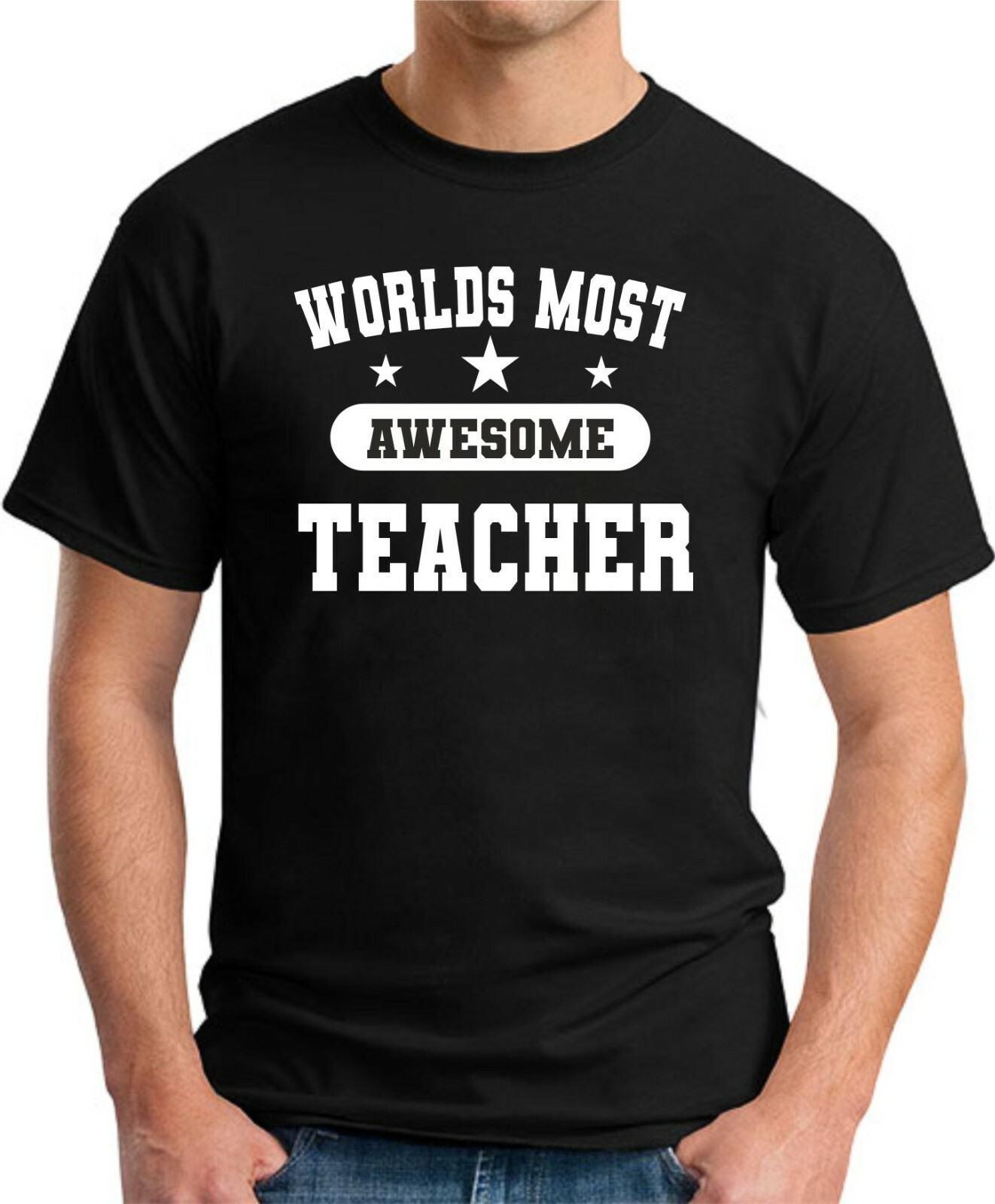 WORLD’S MOST AWESOME TEACHER T-SHIRT > Funny Slogan Novelty Gift School Top