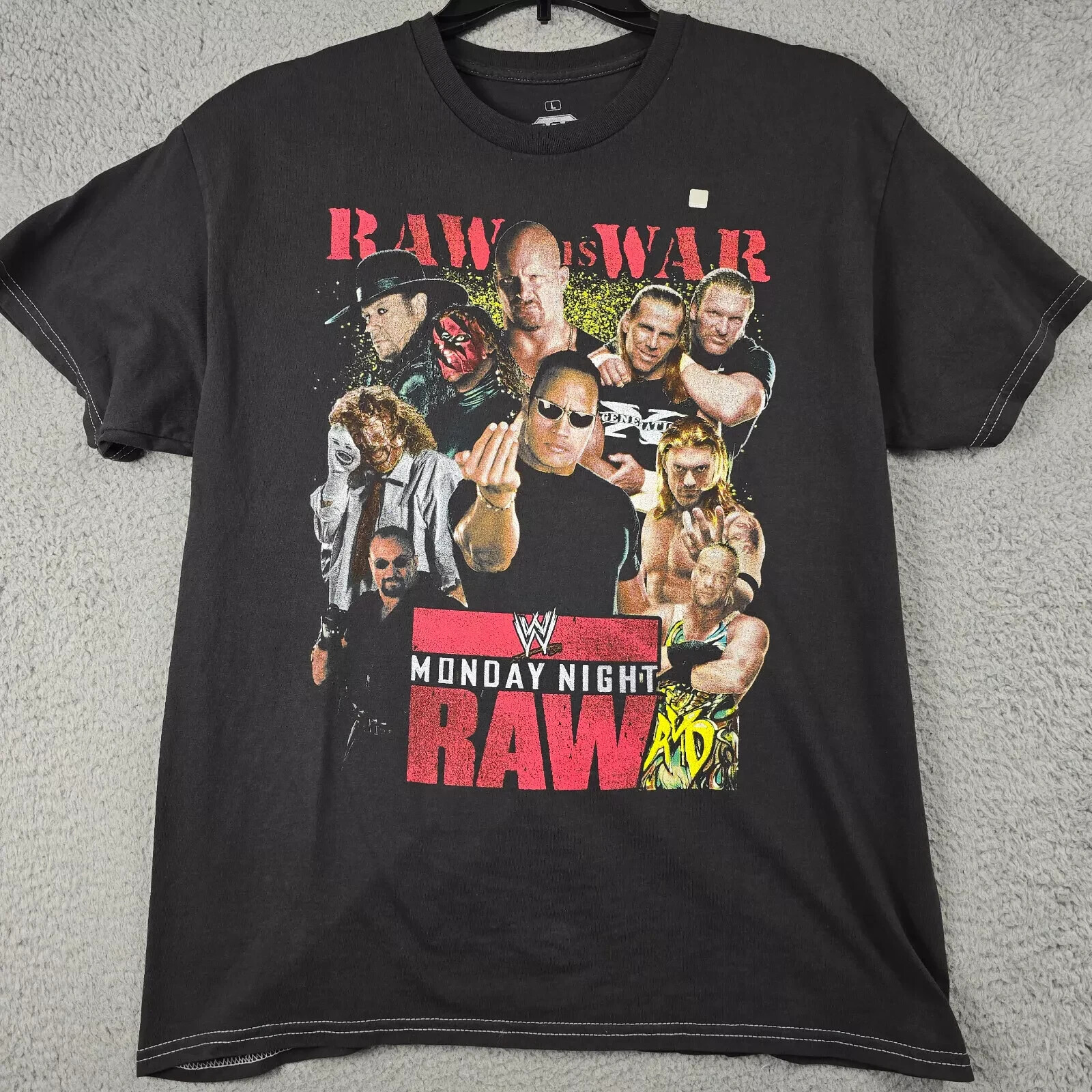 WWE WWF T Shirt Mens Large L Black Monday Night Raw Wrestling VTG 90s Rock NWT C