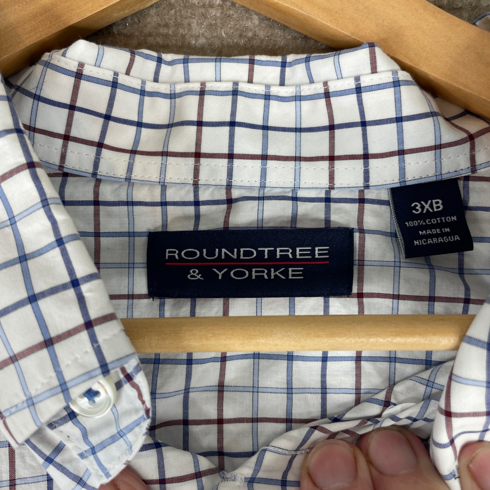 Roundtree & Yorke 3XB Plaid Button Down Long Sleeve Dress Shirt Men