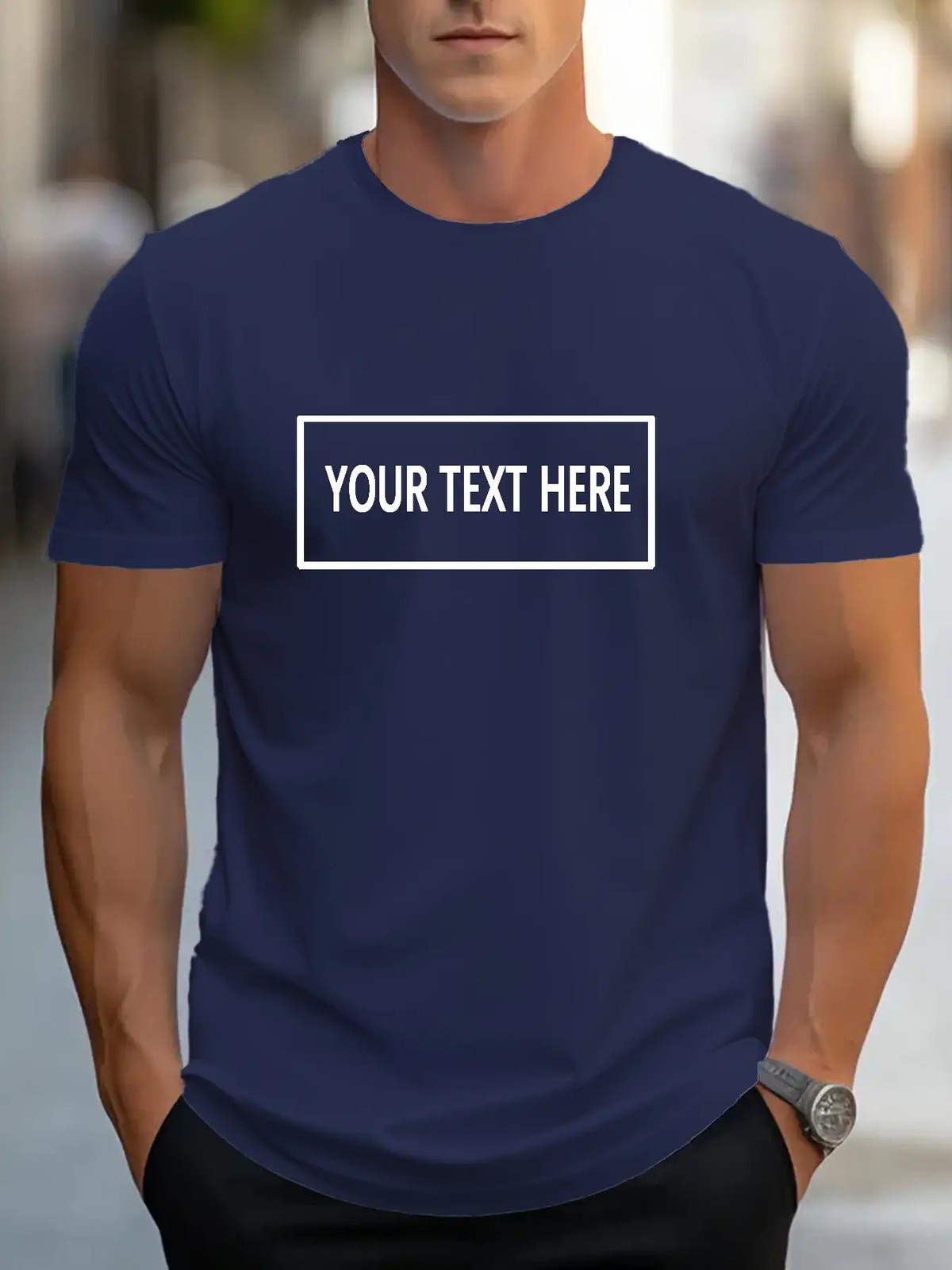 Customizable Mens Short Sleeve Round Neck T-Shirt Summer Casual Sportswear Gift❀