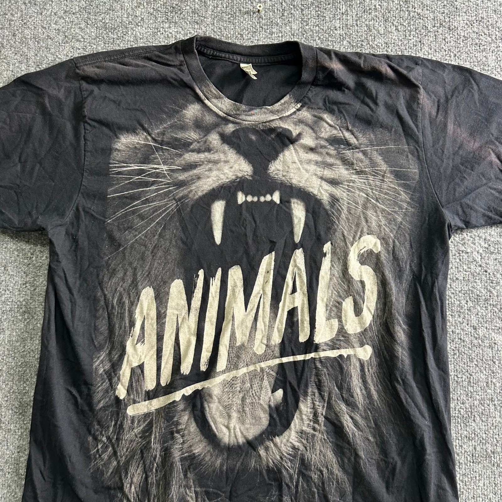 American Apparel T-Shirt Mens XL Black Lion Graphic Animals Combed Cotton USA