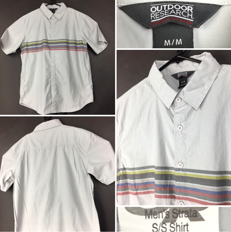 Outdoor Research Mens Medium (40 in Chest) Gray Strat UPF 30+ Button Up, 274425