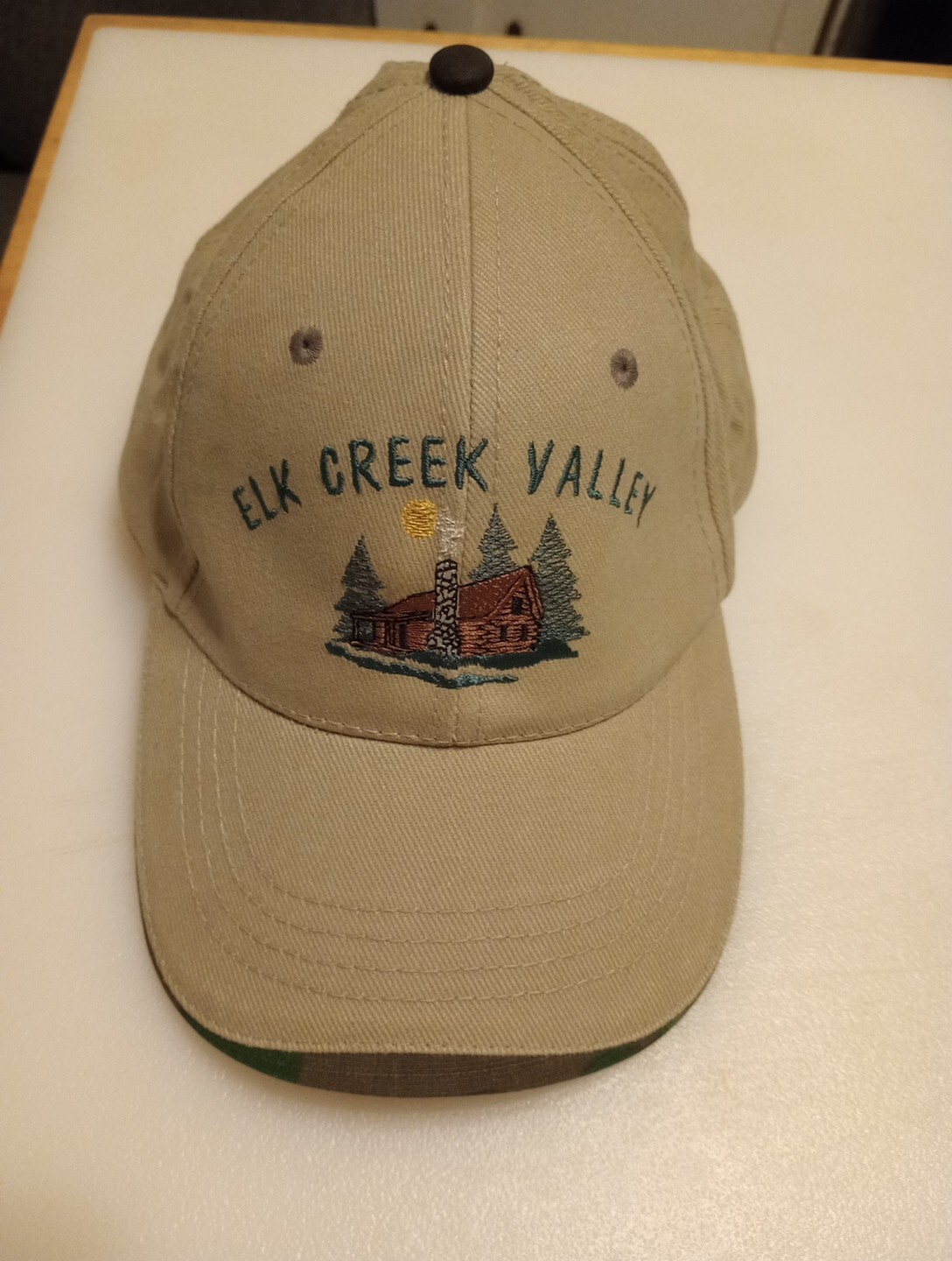 Elk Creek Virginia Souvenir Hat, Log Cabin, American Flag, Adjustable Hat