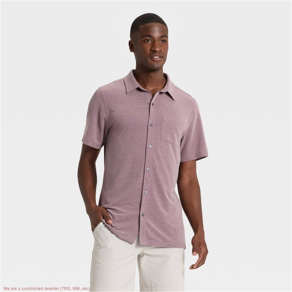 Men’s Short Sleeve Button Down Shirt – All In Motion Burgundy M *SEE DEAL!!!*