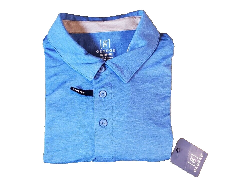 George Men’s Stretch Polo Short Sleeve Shirt Royal Blue Size XL (46-48)