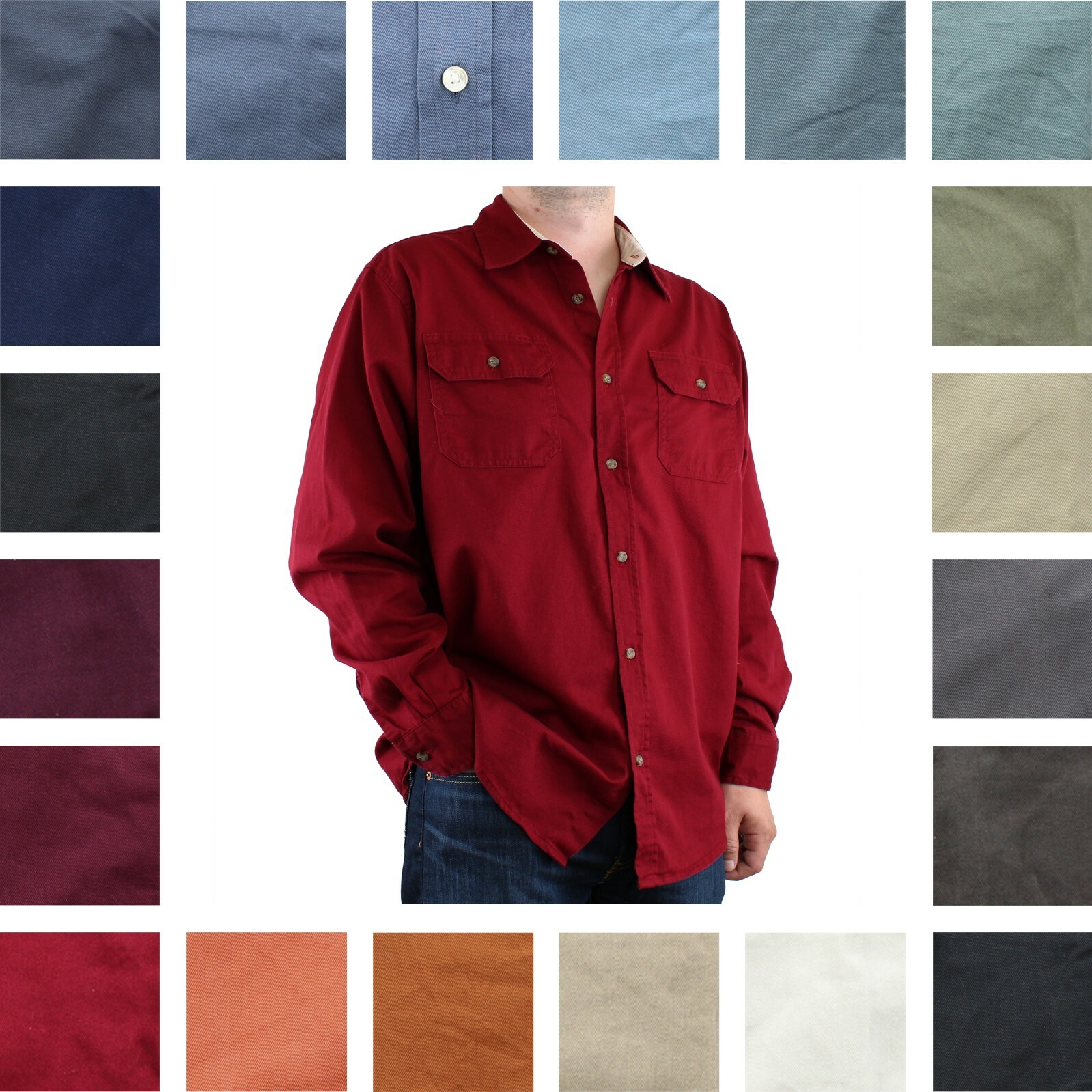 Wrangler Premium Men’s Shirt Casual Long Sleeve Button Down 2 Pocket