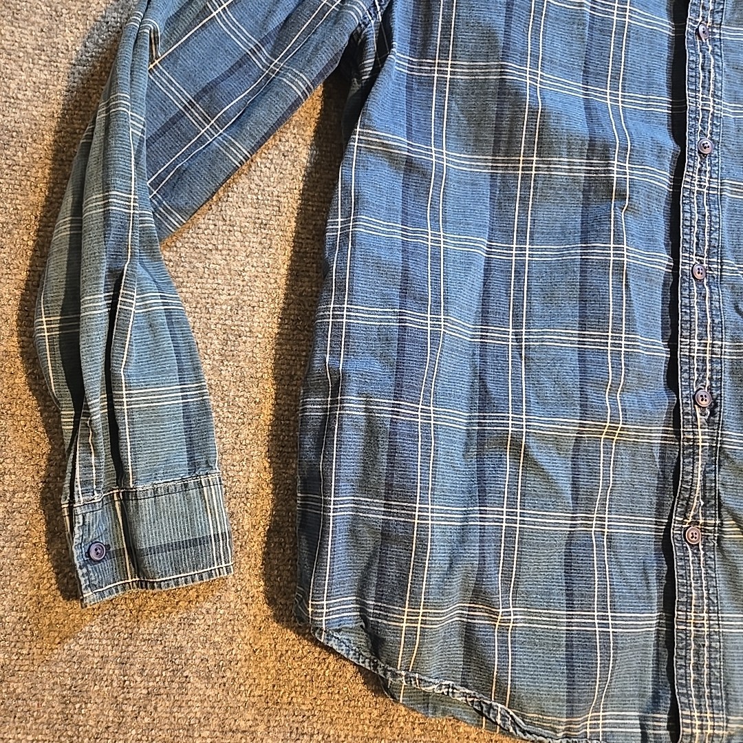American Eagle Shirt Mens Large Blue Plaid Button Front Long Sleeve Super Soft