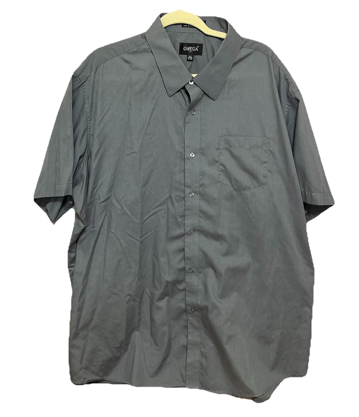 OMEGA Italy Men’s Gray Short Sleeve Casual Shirt Button Down Size 3XL